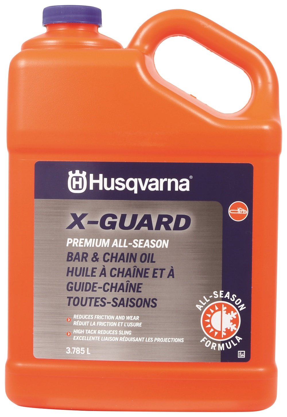 زيت تشحيم سلسلة وقضيب المنشار Husqvarna X-Guard Premium All Season، 1 جالون، رمادي (593272002)
