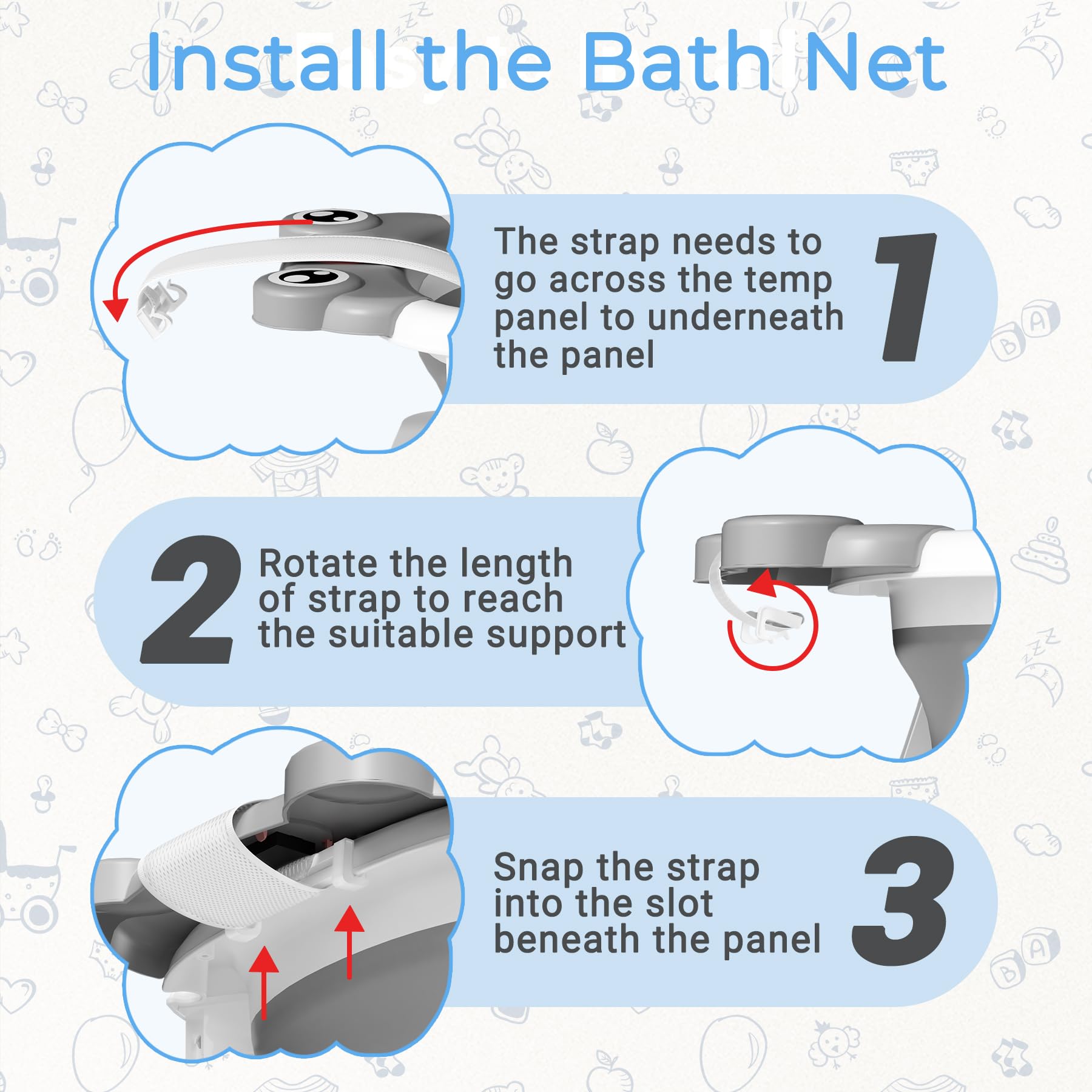 Baby Bathtub, Collapsible Newborn Bathtub for Infant to Toddler 0-24 Months with Soft Cushion and Thermometer,Portable Travel Newborn Tub with No-Slip Feet, Baby Shower Gifts,Grey