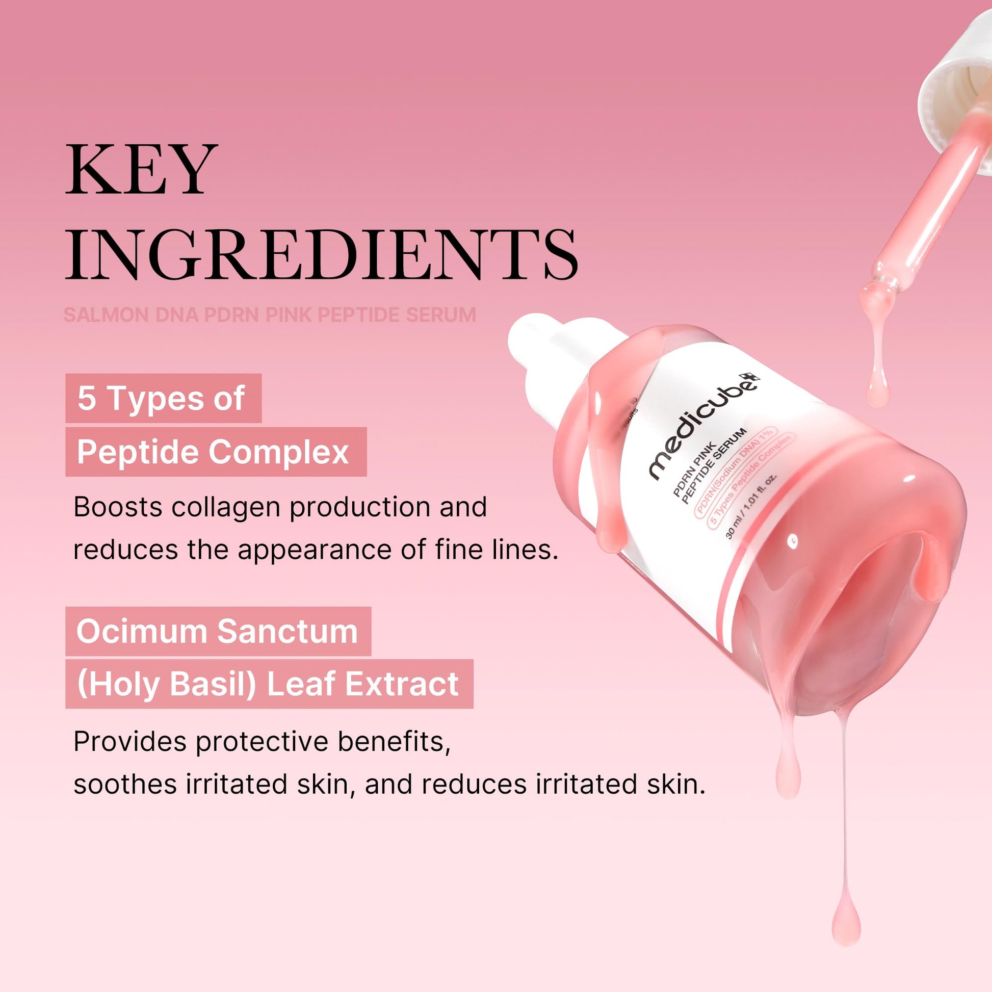 medicube Salmon DNA PDRN Pink Peptide Serum, Pink glow serum, Peptide, Niacinamide, Hydrating & Moisturizing & Firming, Uneven Skin Tone, Korean Skincare | 1.01 fl.oz. (1.01 fl.oz., Salmon DNA PDRN)