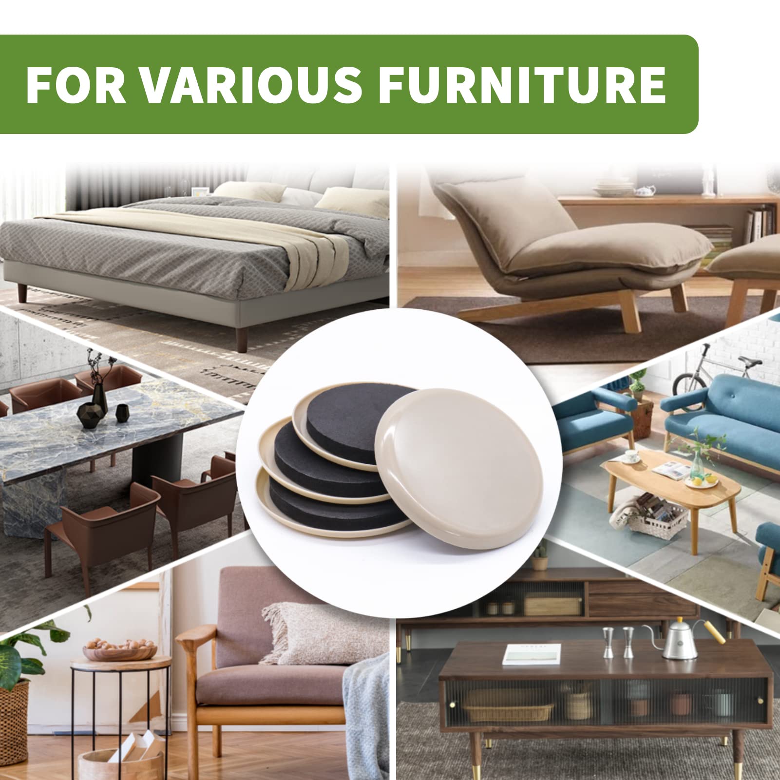 COVERCORNER Furniture Sliders for Carpet 8 PCS - 3 1/2 inch Furniture Moving Slider Chair Legs Floors Protectors– Move Your Furniture Easy & Safely(for Carpet)