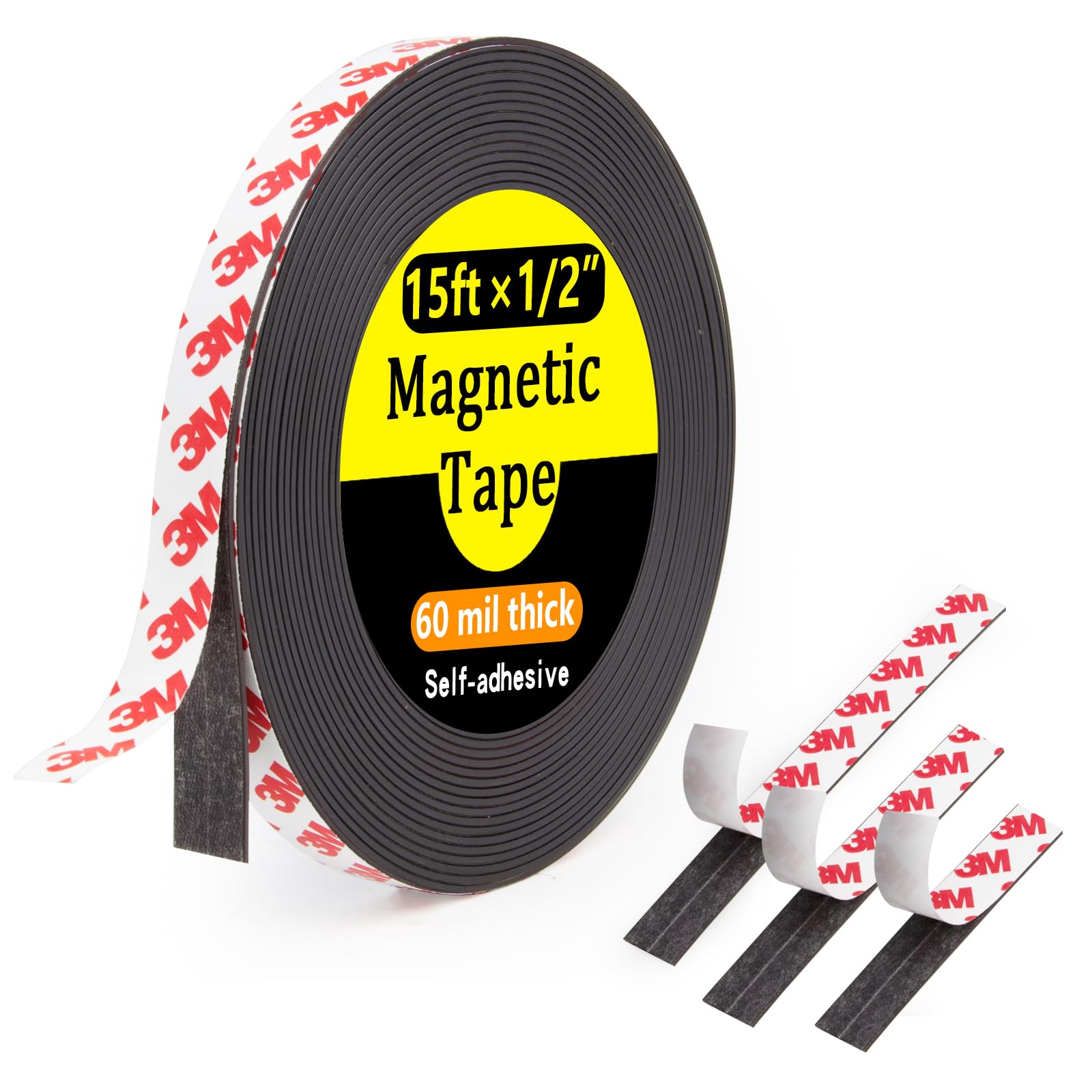 Jianwen Magnetic Tape, 15 Feet ÃÂ 1/2 Inch Magnet Tape with 3M Adhesive Backing, Magnetic Strip Ideal for Classroom Projects, Crafts, and Home Organization