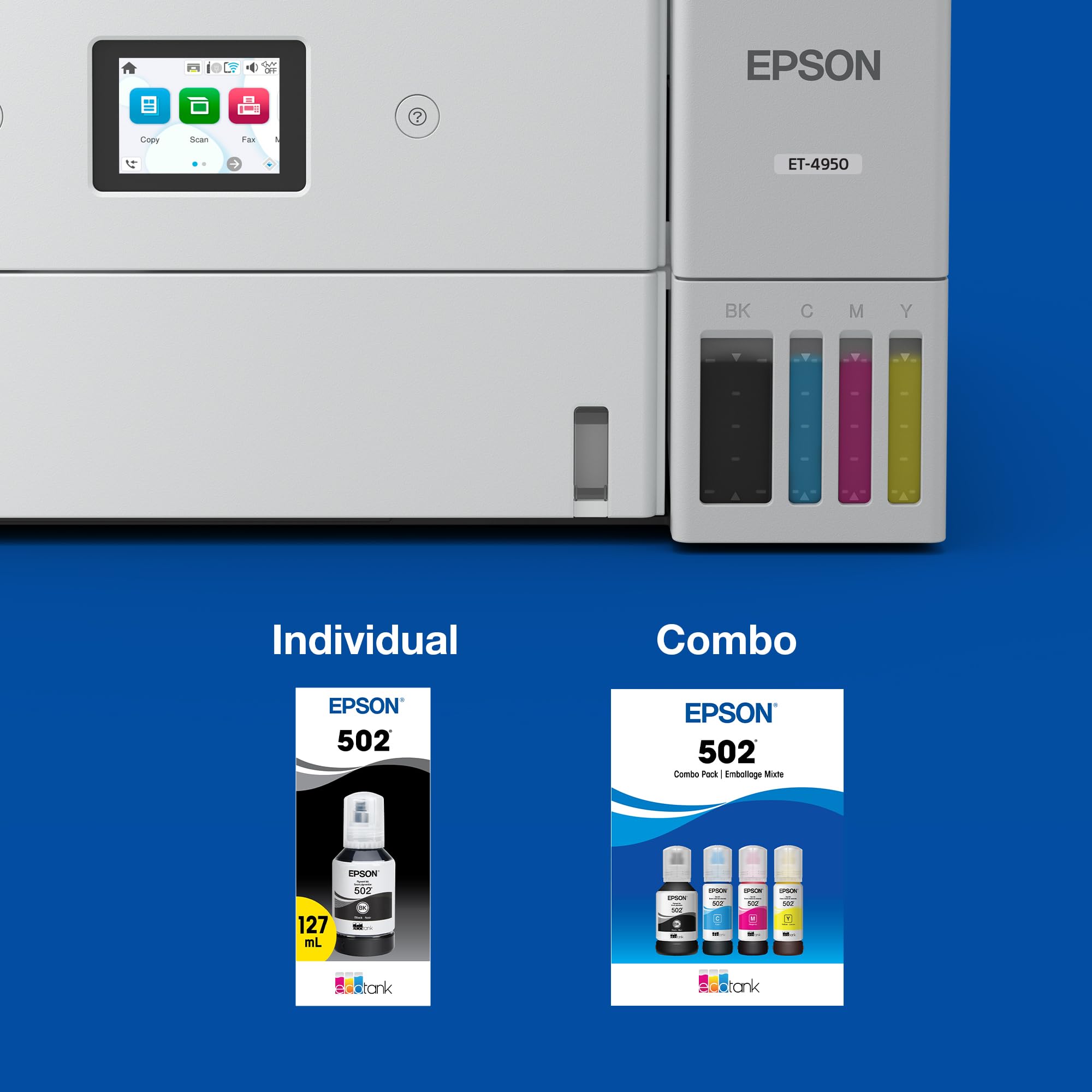 EPSON 502 EcoTank Ink Ultra-high Capacity Bottle Black Works with ET-2750, ET-2760, ET-2850, ET-3750, ET-3760, ET-3850, ET-4850, and other select EcoTank models