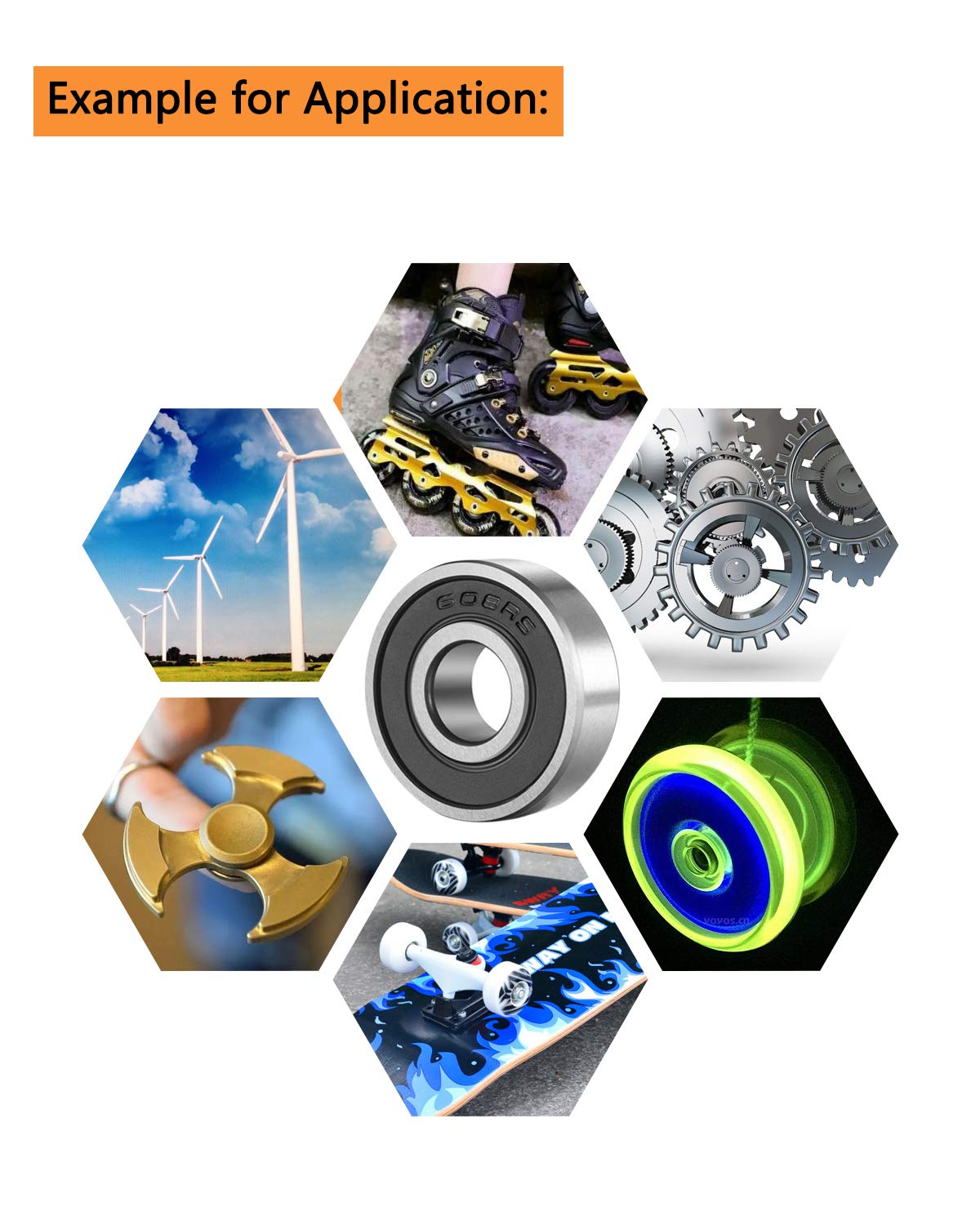 SHKI 20 Pcs 608 2RS Ball Bearings – Bearing Steel and Double Rubber Sealed Miniature Deep Groove Ball Bearings (8mm x 22mm x 7mm) (608 2RS)