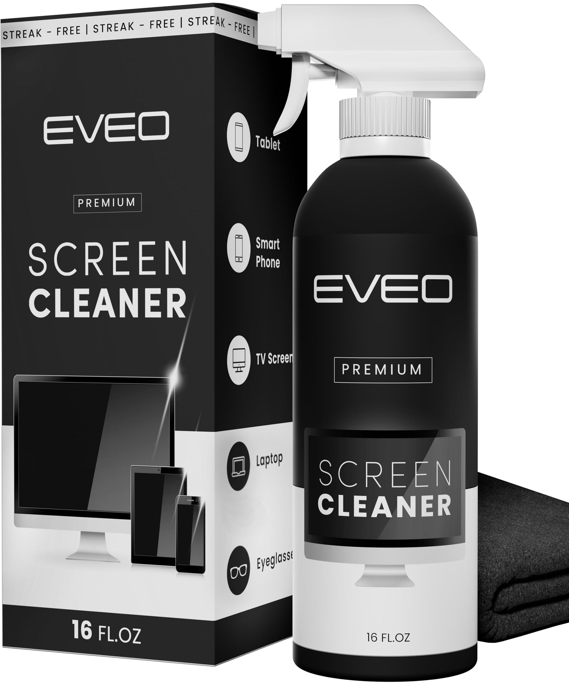 Screen Cleaner Spray (16oz) - Large Screen Cleaner Kit- TV Screen Cleaner, Computer Screen Cleaner, for Laptop, Phone, Ipad - Computer Cleaning kit Electronic Cleaner - Microfiber Cloth Wipes