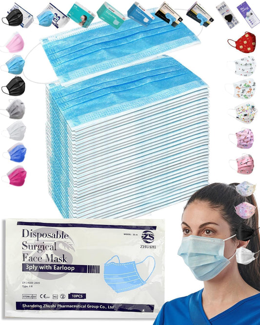 50 PCS Disposable 3-Ply Safety Face Mask for Personal Health