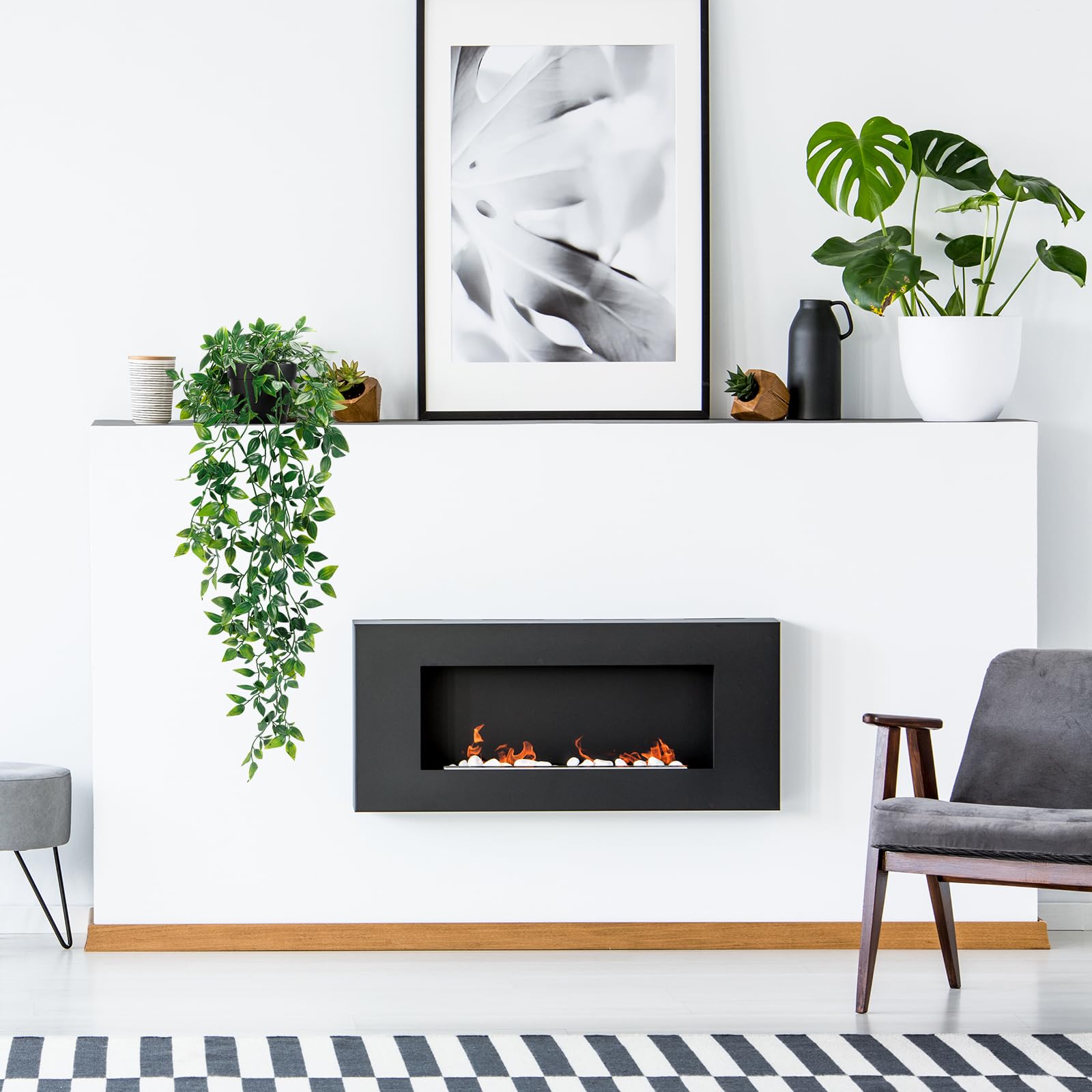 Whonline Fake Hanging Plants, Artificial Small Potted Plants for Indoor Outdoor Aesthetic Office Living Room Shelf Decor (1 Pack)