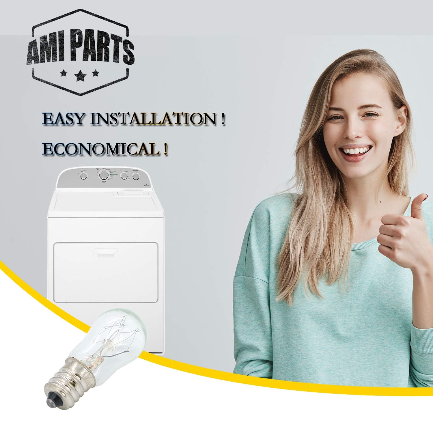 AMI PARTS WE05X20431 WE4M305 Dryer Drum Light 10w 120v Bulb Replacement Part Compatible with Hotpoint GE Dryers(2pcs)