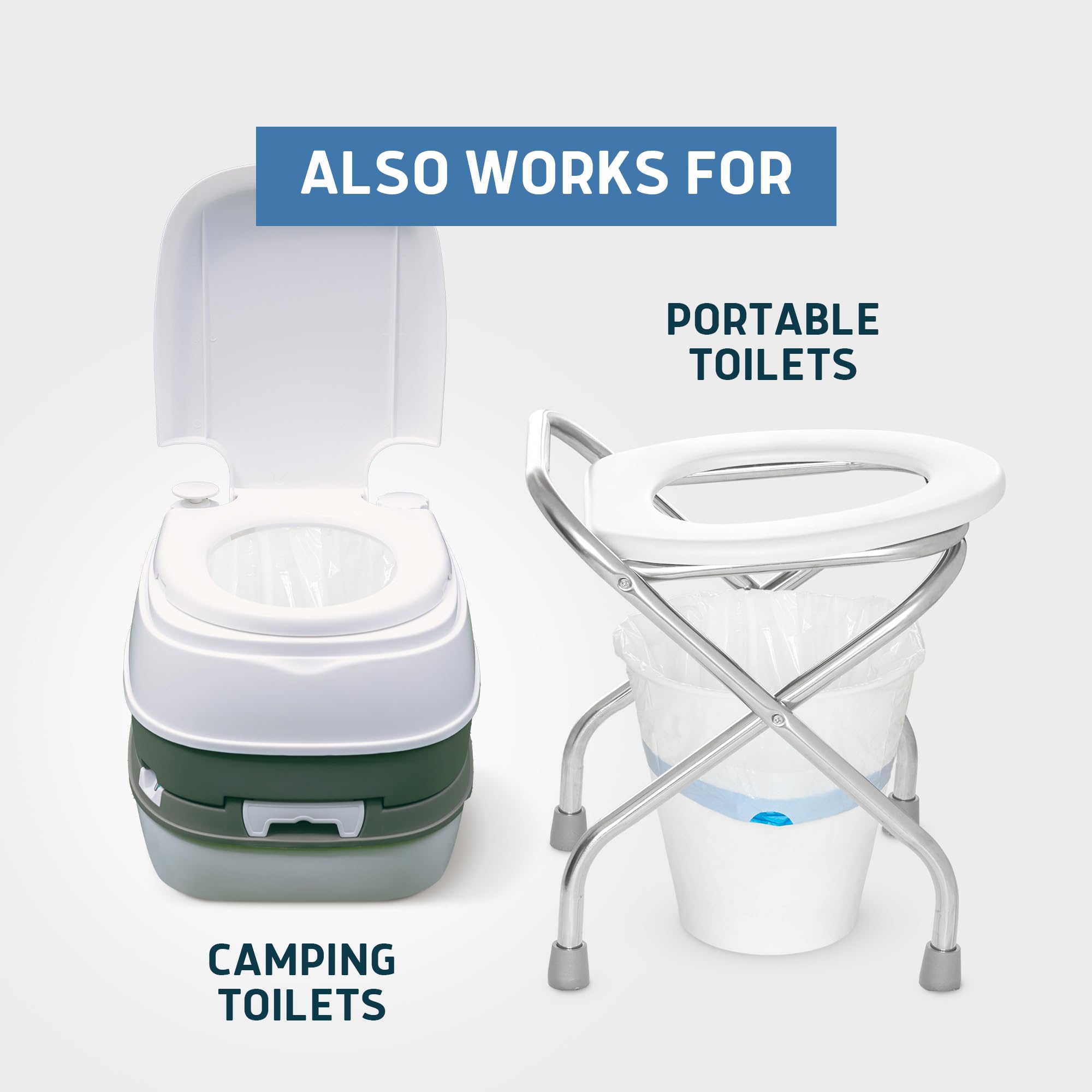 Lunderg Commode Liners - Value Pack 100 Count Universal Fit - Medical Grade Bedside Liners Disposable for Adult Commode Chair, Portable or Camping Toilet Bags