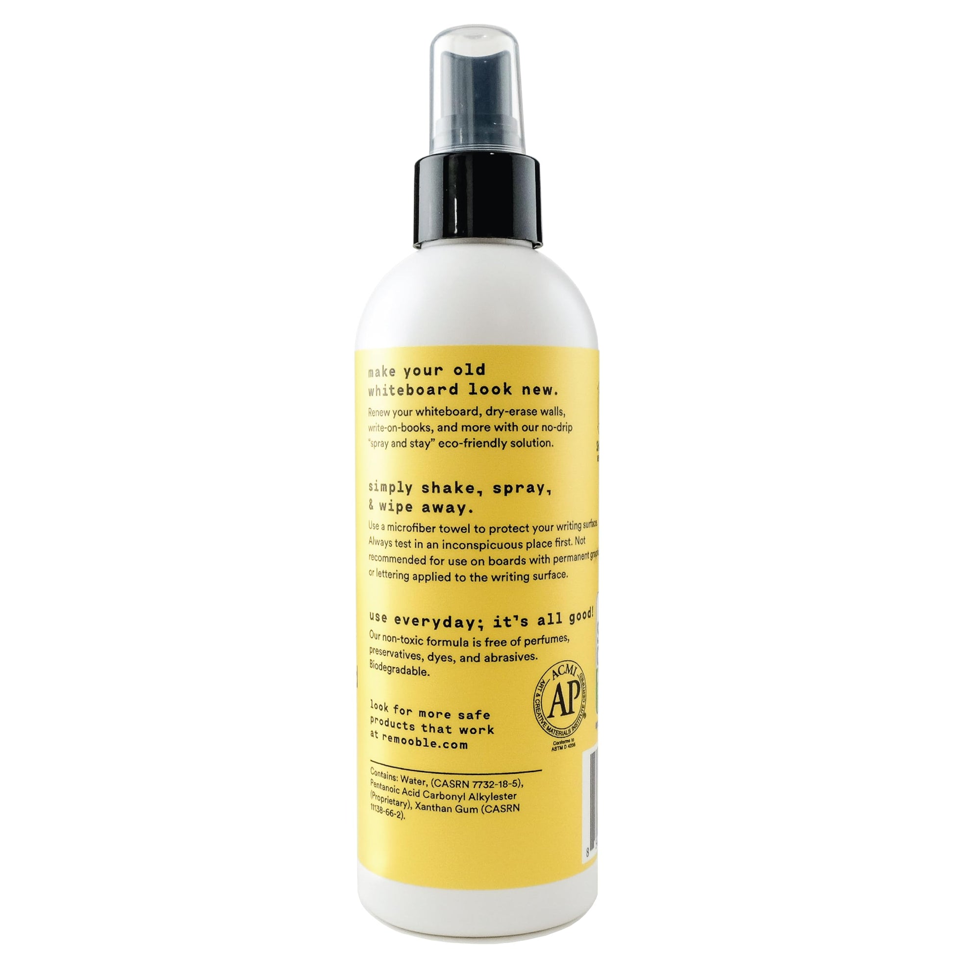Remooble Dry Erase Whiteboard Cleaner Spray & Microfiber Cleaning Cloth - Safely Removes Tough Stains and Ghosting, 8 oz.