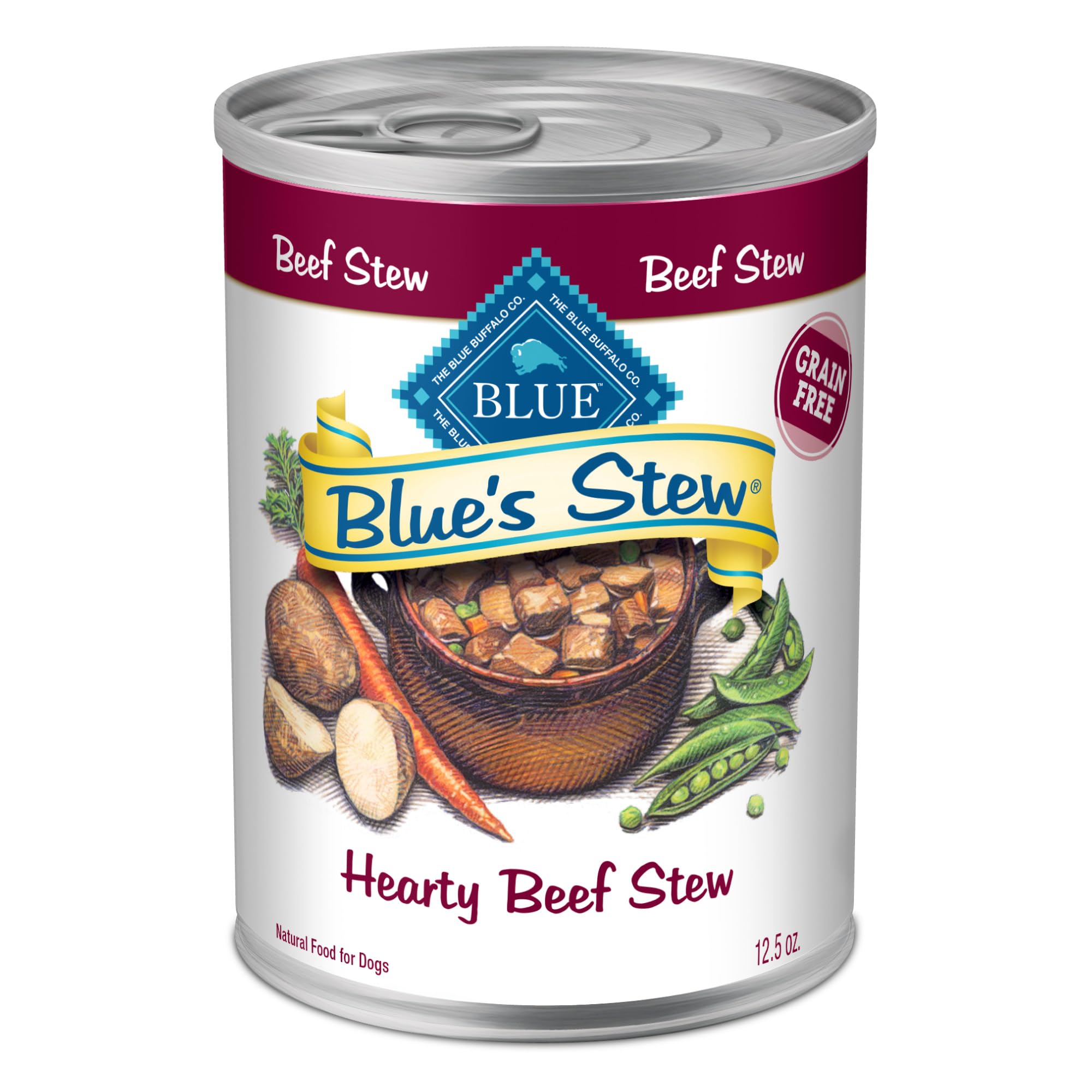 Blue Buffalo Blue's Stew Grain-Free Wet Dog Food, Made with Natural Ingredients, Hearty Beef Stew, 12.5-oz. Cans (12 Count)