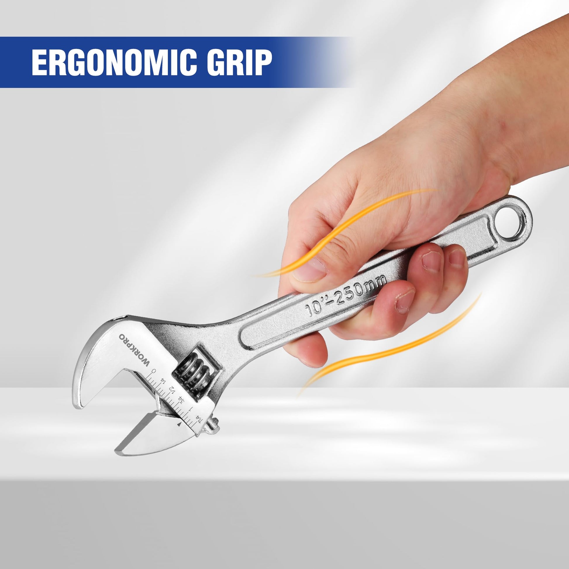 WORKPRO 4-piece Adjustable Wrench Set, Forged, Heat Treated, Chrome-plated (6-inch, 8-inch, 10-inch, 12-inch)