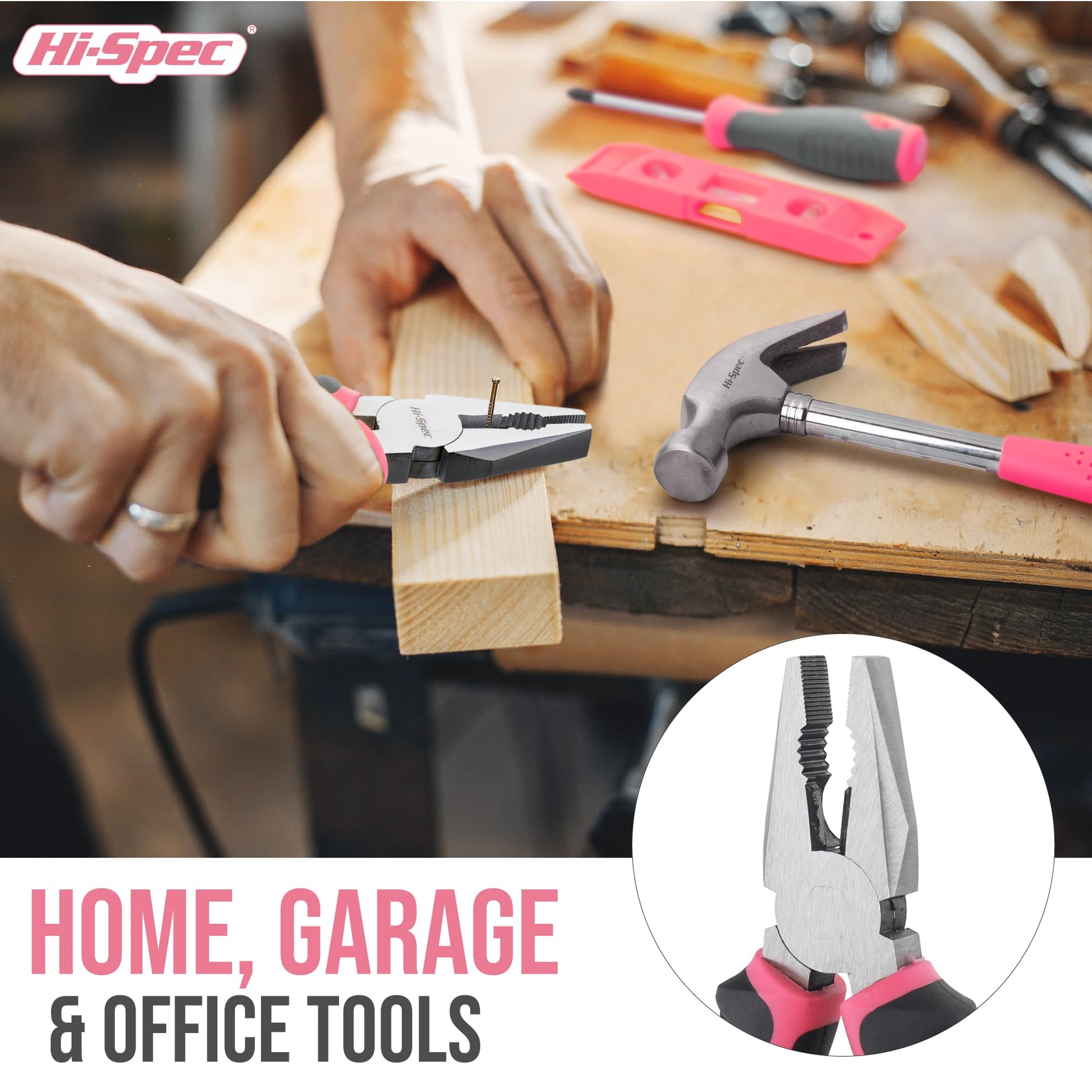 Hi-Spec 42pc Small Tool Box Set for Women. Home, Office and College Dorm Household DIY Screwdriver Toolkit of Starter Basic Ladies Pink Tools