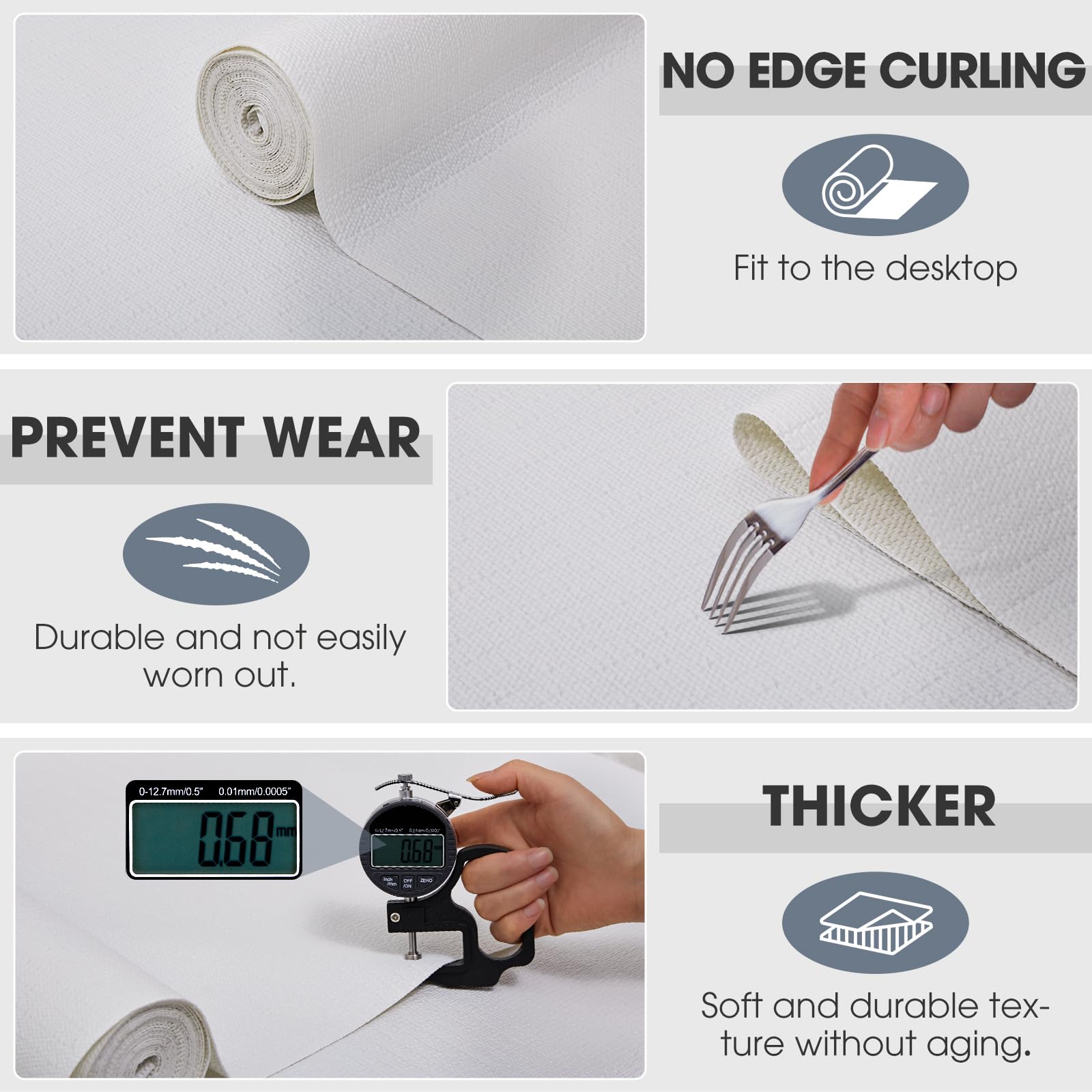 ALIUNI Shelf and Drawer Liner, Kitchen Cabinet Liners Non-Adhesive Thick Non-Slip Waterproof Washable Fragrant Mats Protect Dresser Shelves Cupboard Bathroom Cabinets, White, 12 in X 10 FT