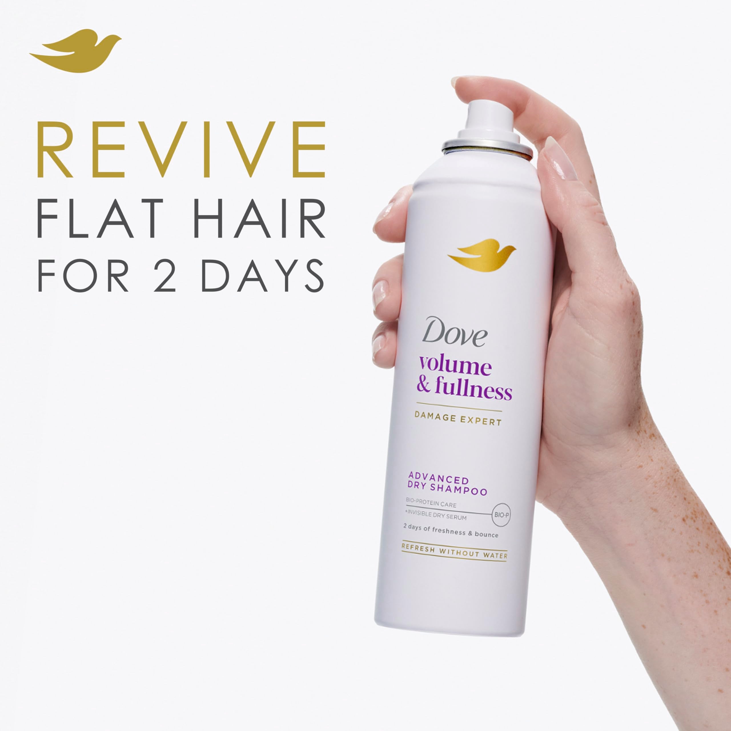 Dove Dry Shampoo Spray, Volume & Fullness, Absorbs Oil to Refresh Hair Without Washing, 5 oz (2-Pack)