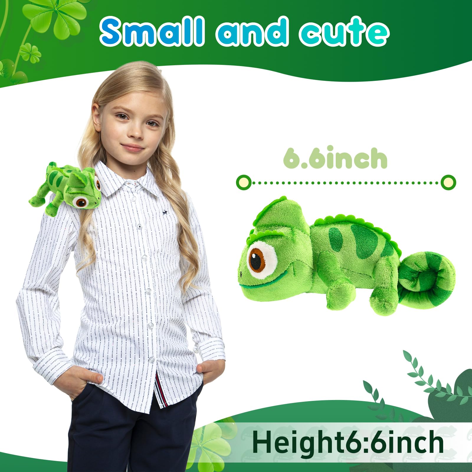 Mejglrc Chameleon Plush Dolls，Girls and Children Chameleon Shoulder Plush，Lizard Cosplay Props Merch Gifts for Women Adults Green