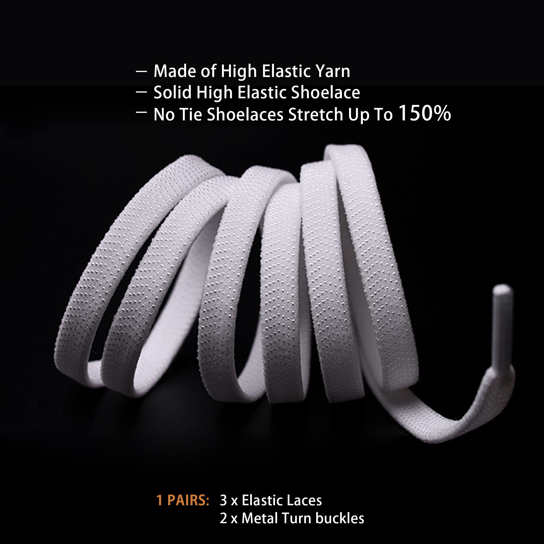 anan520 Elastic Shoe Laces - Elastic No Tie Shoelaces for Adults & Kids Shoes White