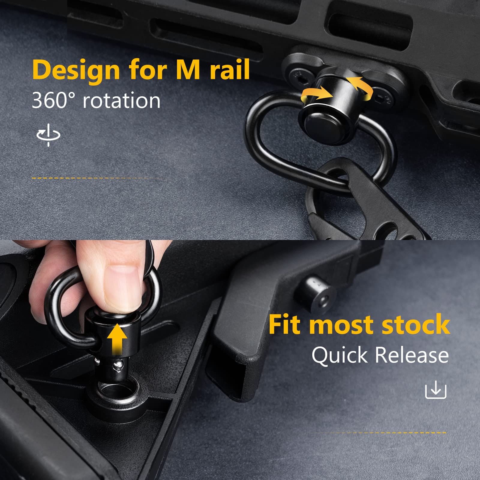 CVLIFE Rifle Sling Traditional Two Sling Adjustable Length Gun Sling for Rifle with 2 Pack 1.25” Swivel for M-Rail Black