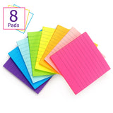 6 Pads Lined Sticky Notes 3x3 Sticky Notes with Lines Self-Stick Note Pads 6 Bright Multi Colors,100 Sheet/Pad