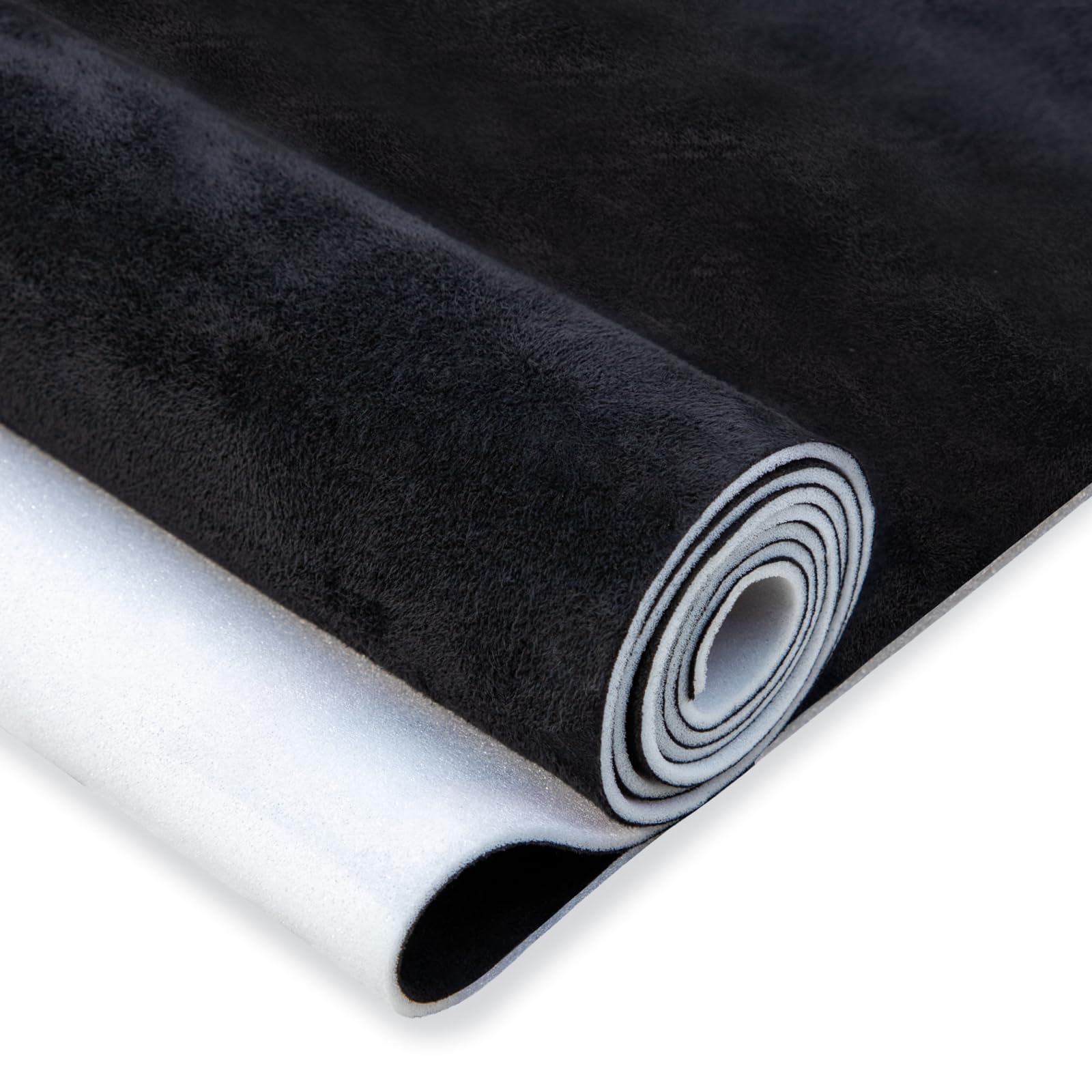 Hiksuky Suede Auto Headliner Fabric 98" L × 60" W with Foam Backing - Black Interior Replacement Material for Car/Truck/SUV/RV Roof, Tube Packaging - Home Repair/DIY Headliner Material