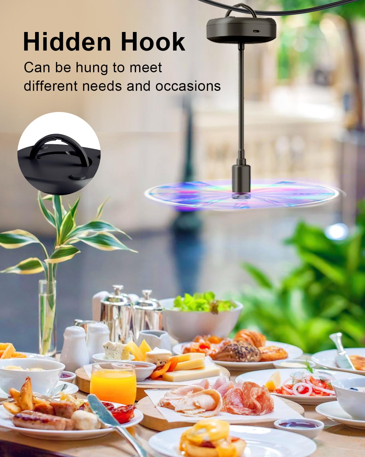 Edvision 4 Pack Food Table Fan, 2000mAh USB Powered Rechargeable Food Fan, Portable Fan with Flexible Goose-Neck and Soft Blades for BBQ, Patio, Party