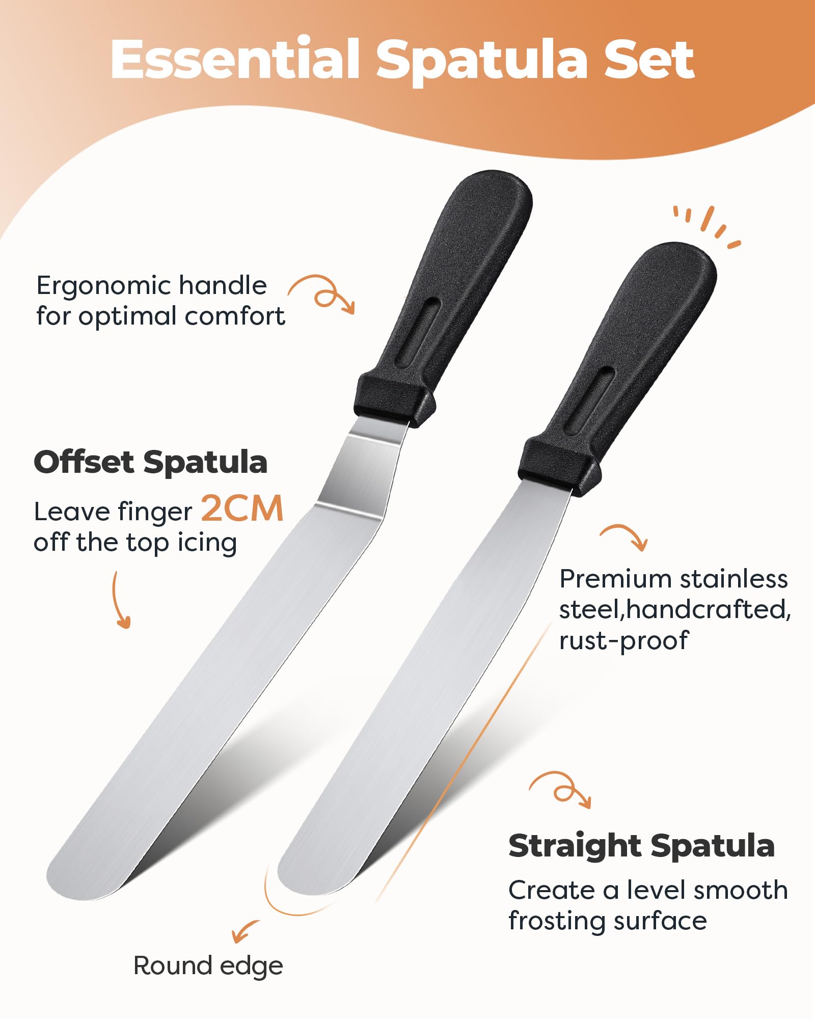 Kootek Cake Decorating Kit Baking Supplies Cake Turntable with 2 Frosting Straight Angled Spatula 3 Icing Smoother Scrapers Baking Accessories Tools for Beginners and Pros, White