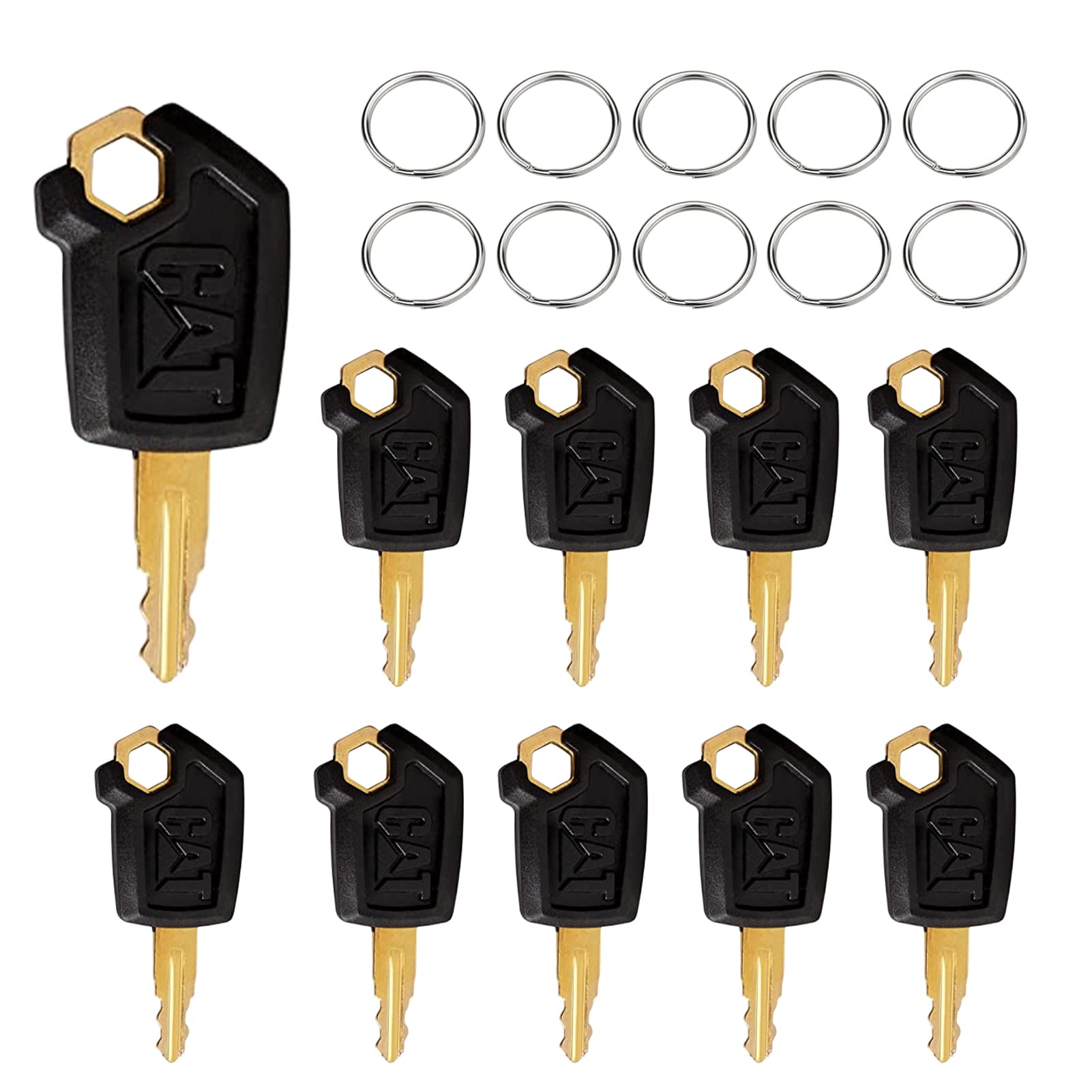 10 PCS CAT Loaders Excavators Keys CAT Heavy Equipment Ignition Key with 10 Key Chains #5P8500