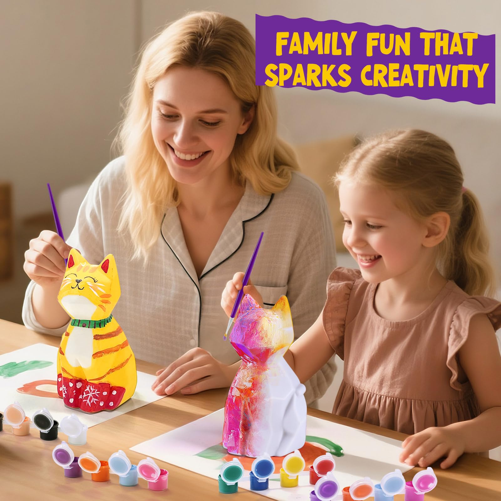 Paint Your Own Cat Lamp Kit, Arts and Crafts for Kids Ages 8-12, Art Supplies Painting kit for Kids 6-12, Cat Night Light Toys Girls Boy Birthday Gift for Kid Ages 3 4 5 6 7 8 9 10 11 12+