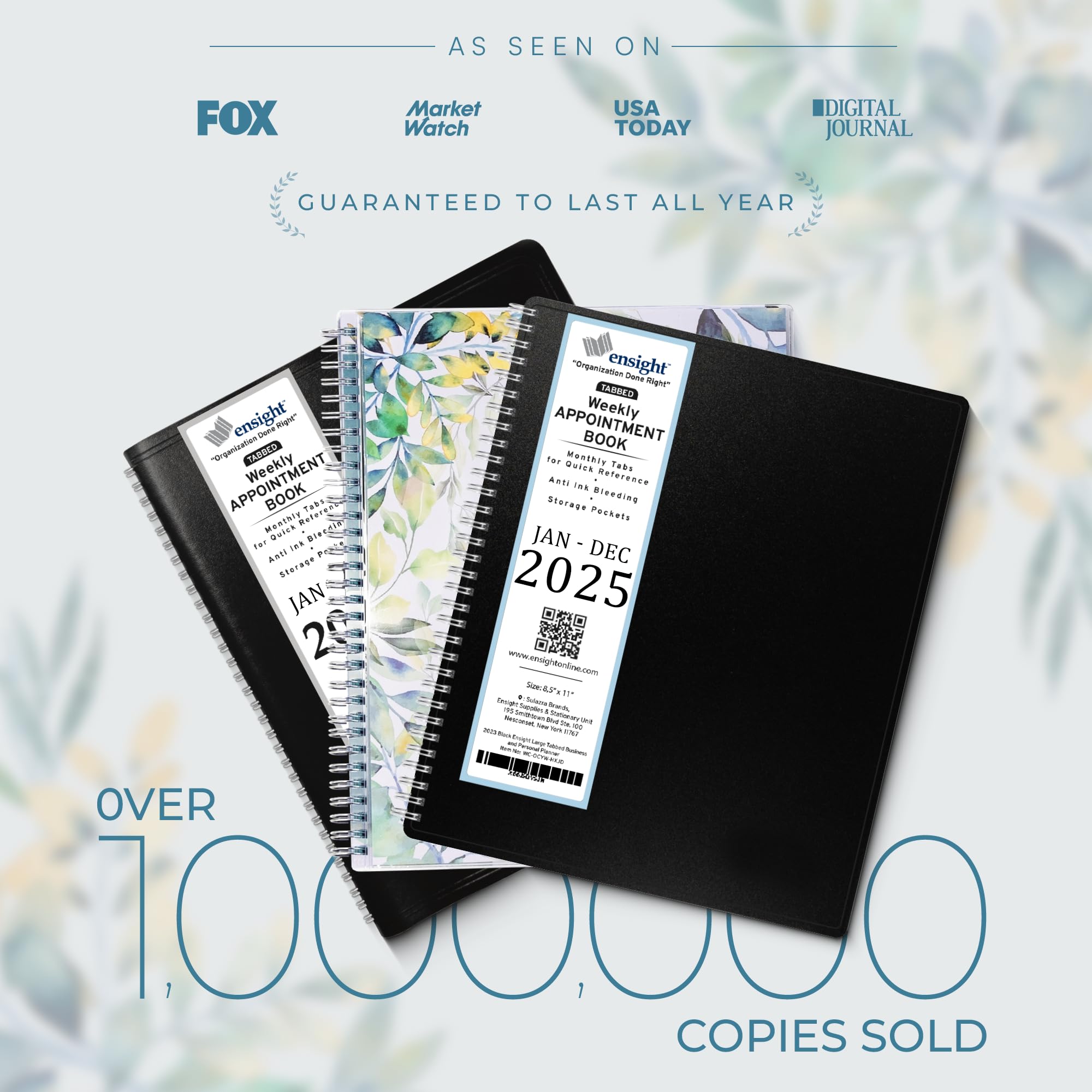 2025 Appointment Book & Planner- Ensight 8.5 x 11 inches, Large Tabbed Daily Hourly Weekly Planner, Calendar & Schedule Book 15-Minute time Slots, Business & Personal Planner Jan 2025- Dec 2025- Floral