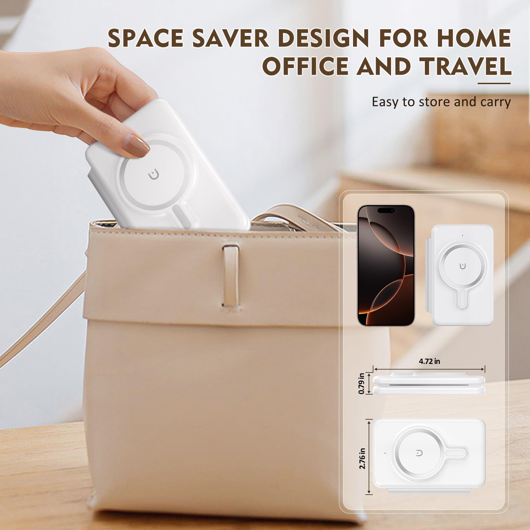 Magnetic Wireless Charger for iPhone: 3 in 1 Travel Charging Station for Apple Devices for iPhone 16 15 14 13 12 Pro Max Plus - Foldable Charging Pad for Apple Watch Series & Airpods 4 3 2 Pro