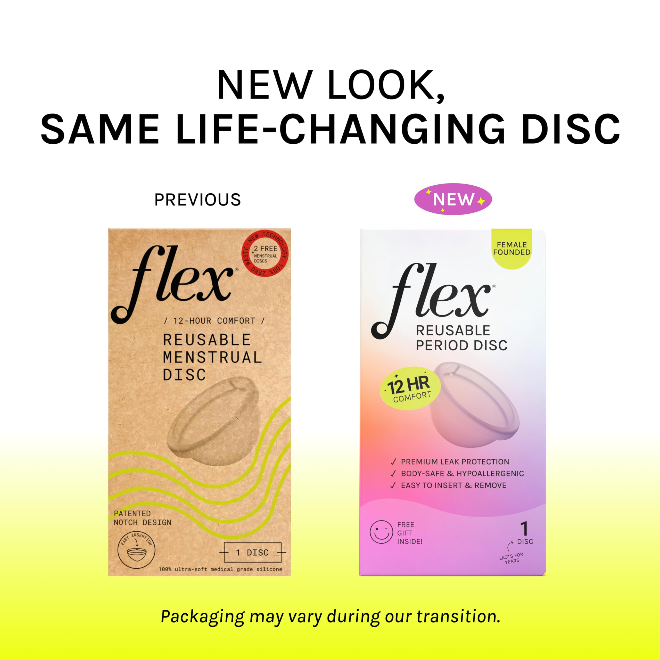 Flex Reusable Disc | Reusable Menstrual Disc | Tampon, Pad, and Cup Alternative | Capacity of 6 Super Tampons | Lasts for Years | Includes Carrying Pouch & 2 Free Disposable Discs