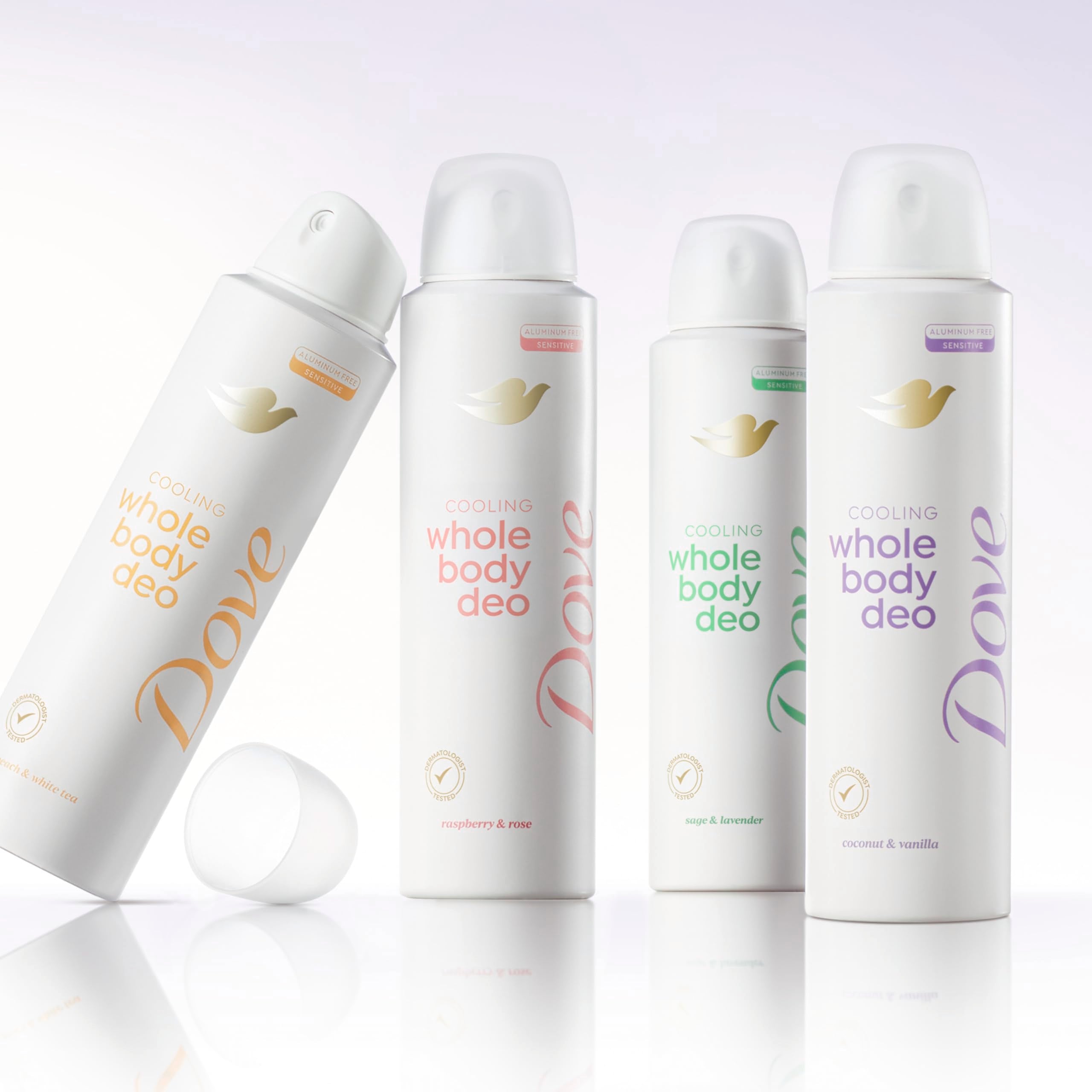 Dove Whole Body Deo Aluminum Free Invisible Spray Deodorant Coconut & Vanilla for 72h Odor Control 4 oz