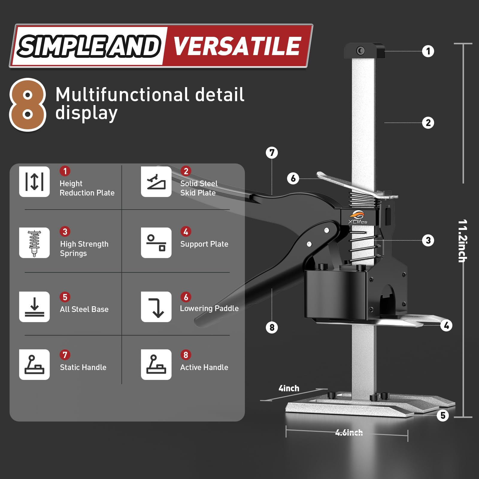 XClifes Labor-Saving Handle 2 Pack, Construction Jack, Wall Tile Locator, Multi-Function Height Adjustment Lifting Device, Door Panel Lifting Cabinet Jack, Raised 6.69 in, Pair Dynamic Load 450 LB
