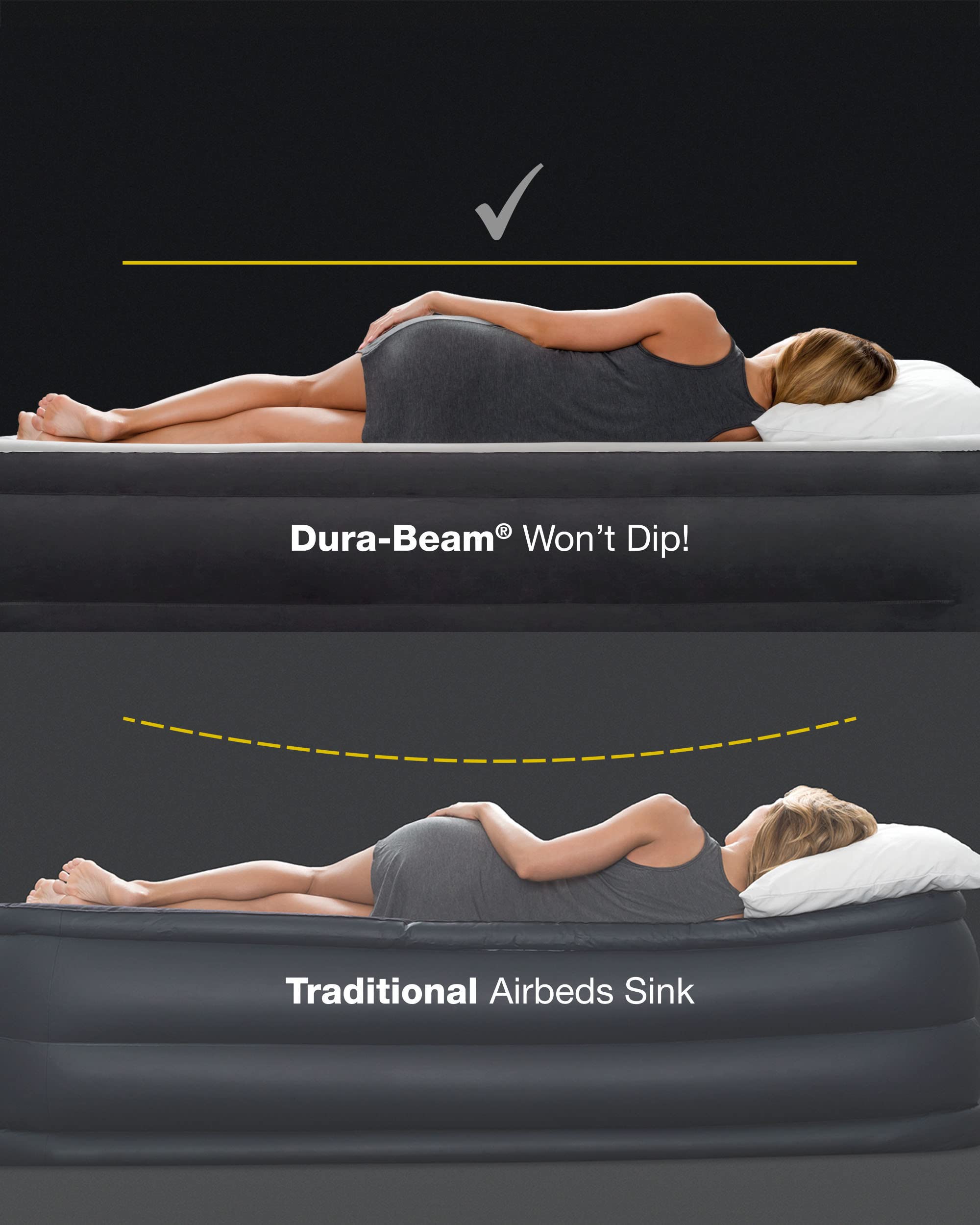 Intex 64757E Dura-Beam Standard Downy Air Mattress: Fiber-Tech - Twin Size - 10in Bed Height - 300lb Weight Capacity - Pump Sold Separately
