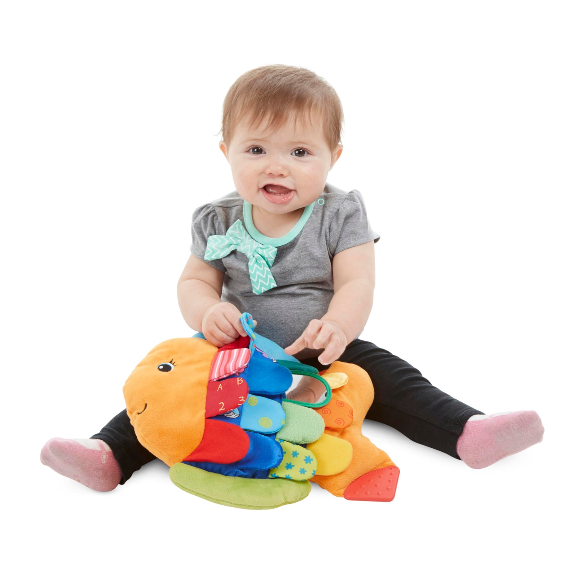 Melissa & Doug Flip Fish Soft Baby Toy Sensory Tummy Time Toys, Soft Fabric Tag Toy for Babies, Infants