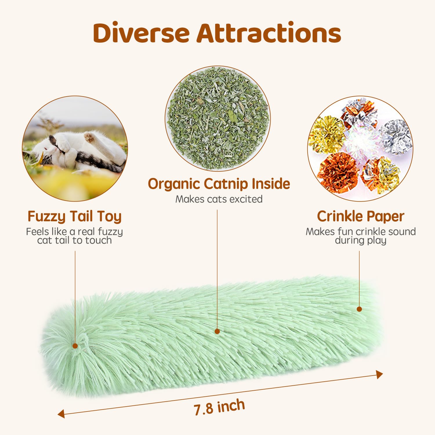 Potaroma Cat Toys Pillows, 3 Pack, Soft and Durable Crinkle Sound with Catnip Inside, Interactive Indoor Kitten Kicker, Promotes Kitty Exercise