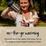 Tommee Tippee Closer to Nature Portable Travel Baby Bottle and Food Warmer, Ideal for Travel, Thermal Insulation, Stainless Steel Flask with Leak-Proof Lid