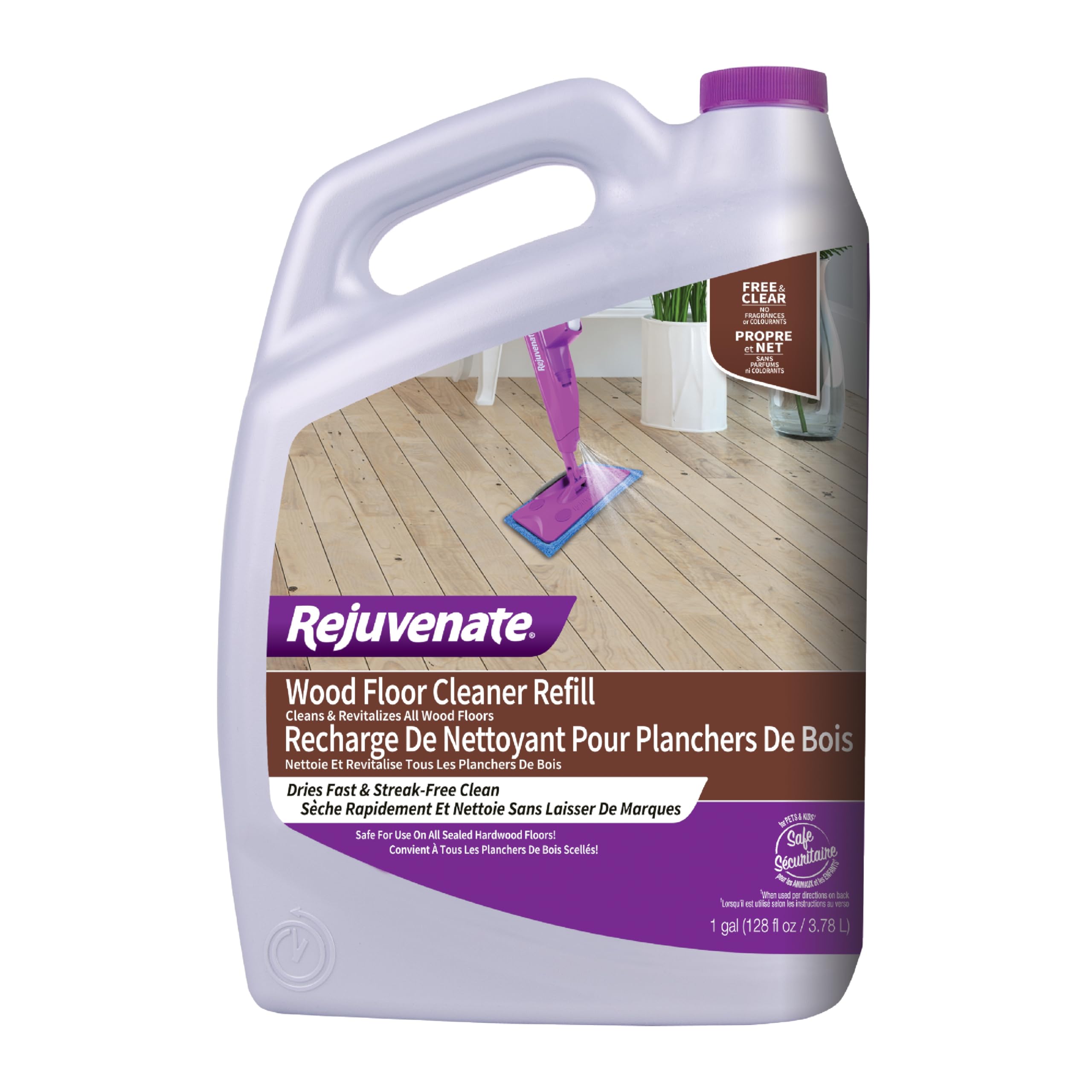 Rejuvenate High-Performance Professional Hardwood Floor Cleaner Streak-Free Formula Eliminates The Toughest Dirt and Grime with Little Effort 128oz