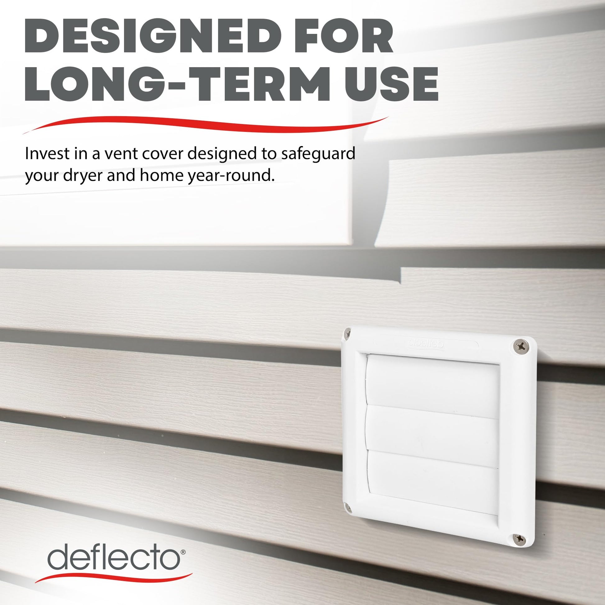 Deflecto Supurr-Vent Louvered Weather-Resistant Outdoor Plastic Dryer Vent Cover for 4 inch Pipe, UV Protection for Maximum Airflow Efficiency & Long-Lasting Durability | 6 inch x 6 inch Size | White