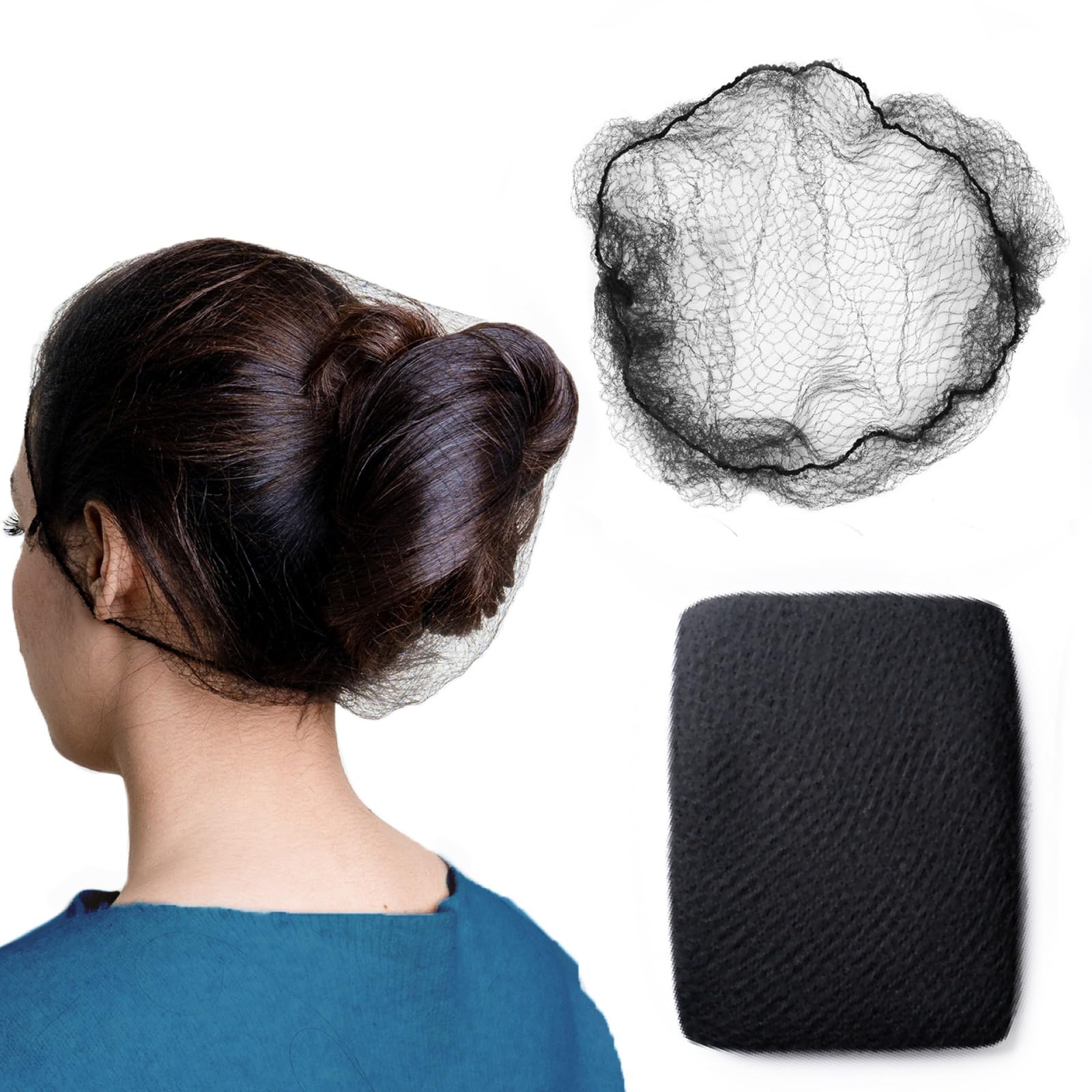 ZefeqCo 100 Stück schwarze Haarnetze 24" unsichtbare Haarnetze für Damen und Herren – Perfekt für Haarknoten, zum Schlafen und für den Küchen- und Gastronomiebereich