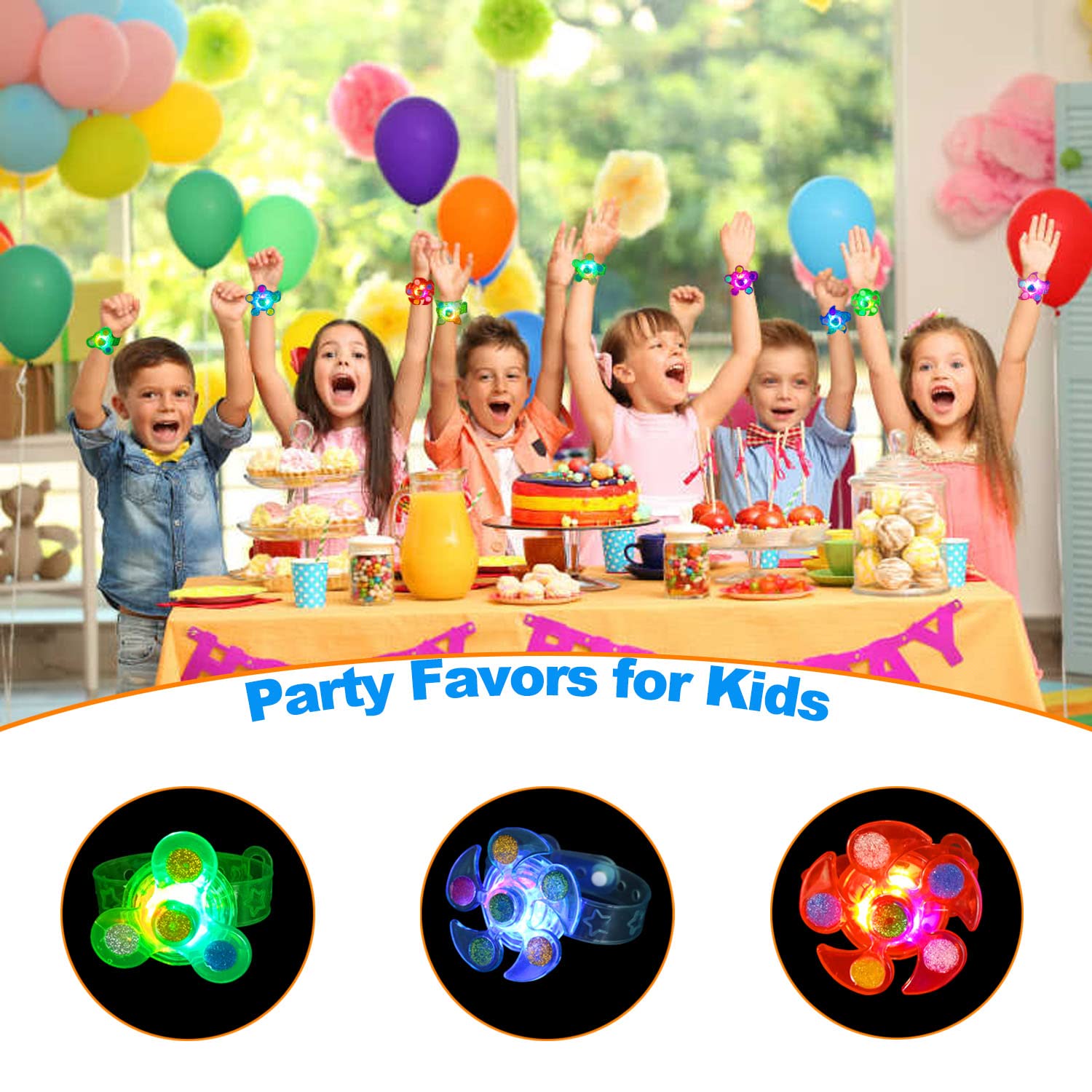 Maegawa 25 Pack LED Light Up Fidget Spinner Bracelets Favors For Kids 4-8 8-12,Glow in The Dark Party Supplies,Birthday Gifts,Treasure Box Toys for Classroom,Carnival Prizes,Pinata Goodie Bags Stuffers