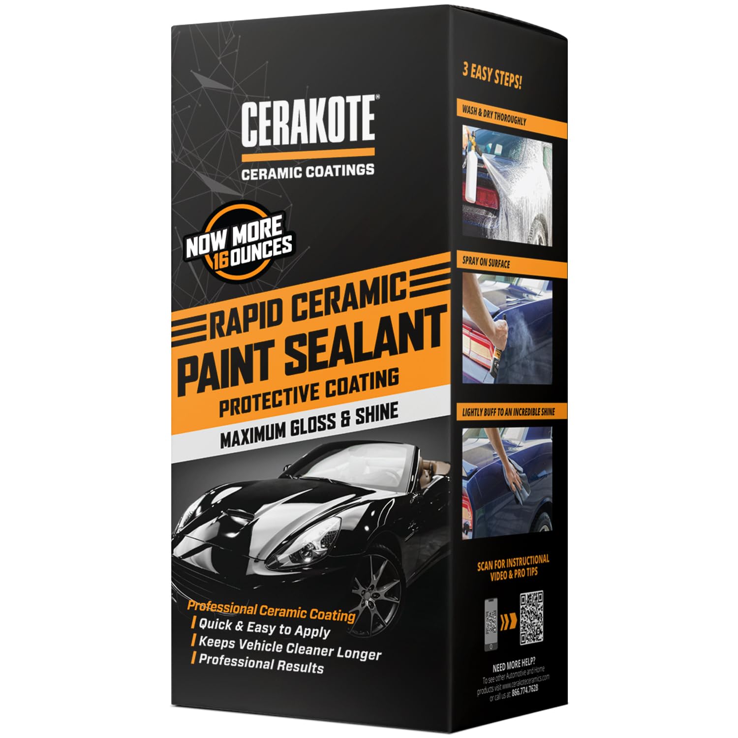 CERAKOTE® Rapid Ceramic Paint Sealant Spray (16 oz.) - Maximum Gloss & Shine – Extremely Hydrophobic – Unmatched Slickness - Ceramic Spray Coating - Pro Results