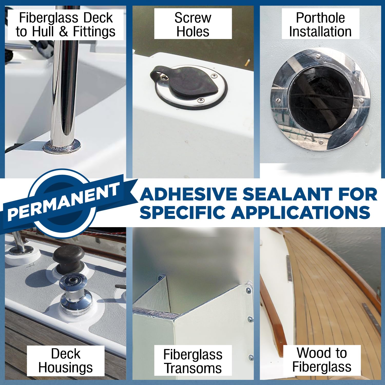 10 oz Marine Adhesive Sealant 5200 Fast Cure (White) - Permanent, Watertight Bonding and Sealing - UV Resistant, Above & Below Waterline - Compare to 05203 and 06520 FC M - by Berkland