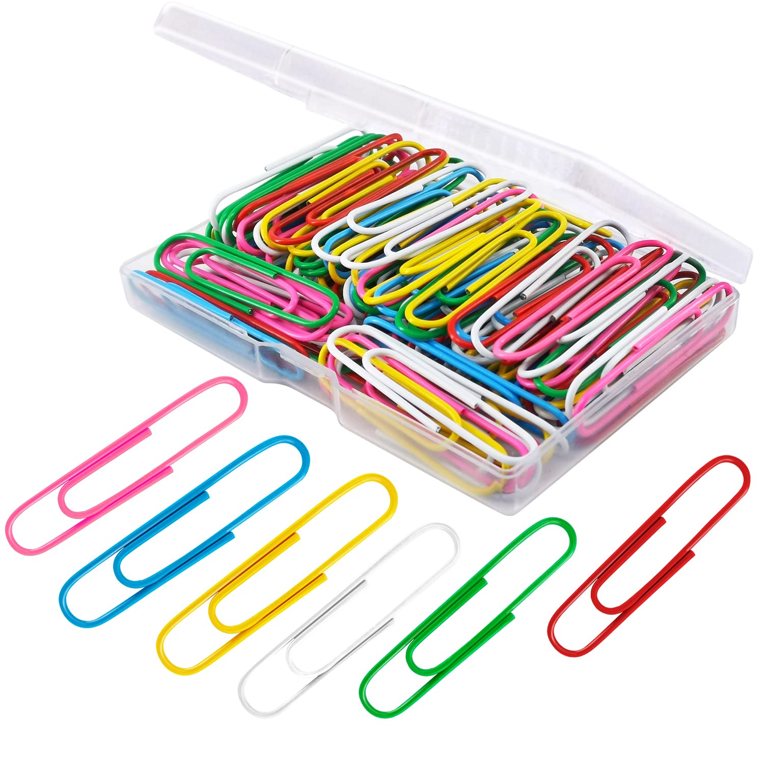 Büroklammern, 100 Stück 5 cm große Büroklammern, verschiedene farbige beschichtete Jumbo-Büroklammern, große farbige Büroklammern für die Büro- und Schulorganisation von Dokumenten
