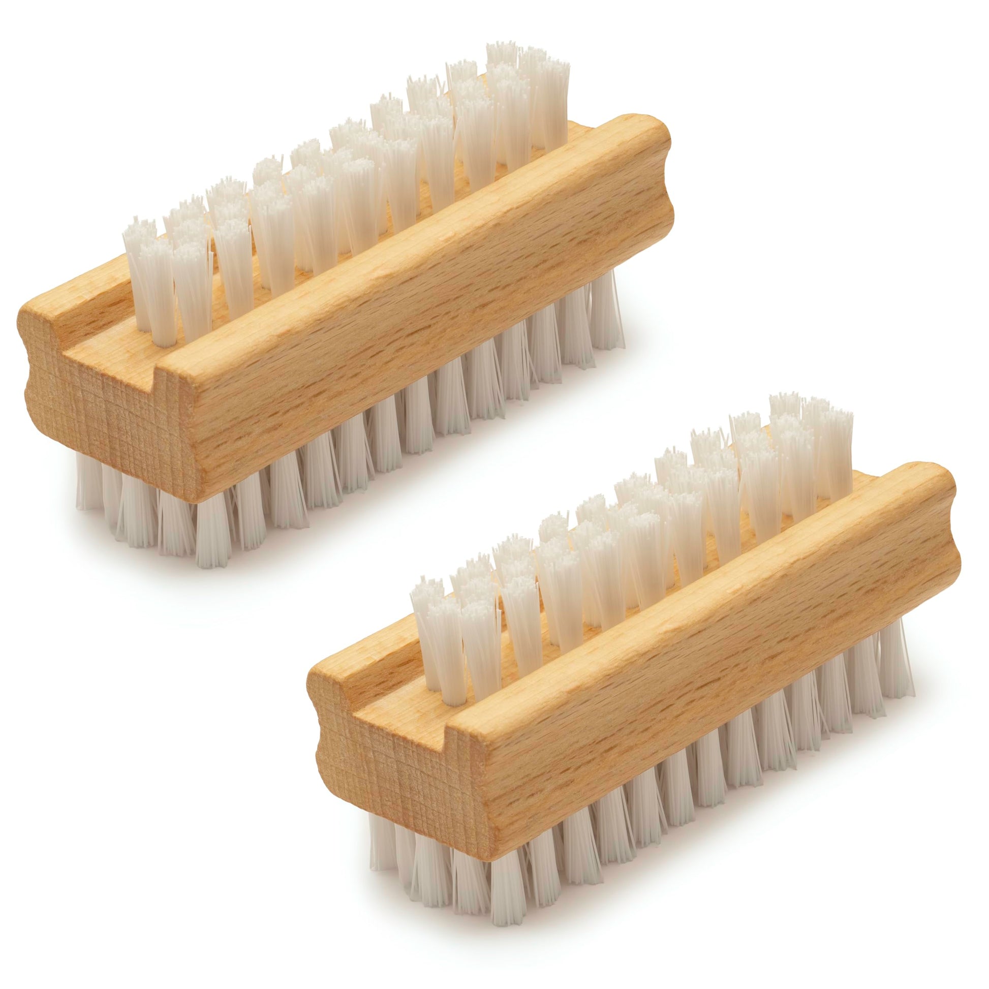 Konex Non-Slip Wooden Two-sided Hand and Nail Brush. Fingernail Brush for Nail Cleaning and Scrubbing. Heavy duty Stiff Nail Brush for Travel. Mechanic hand scrub brush with molded grip.