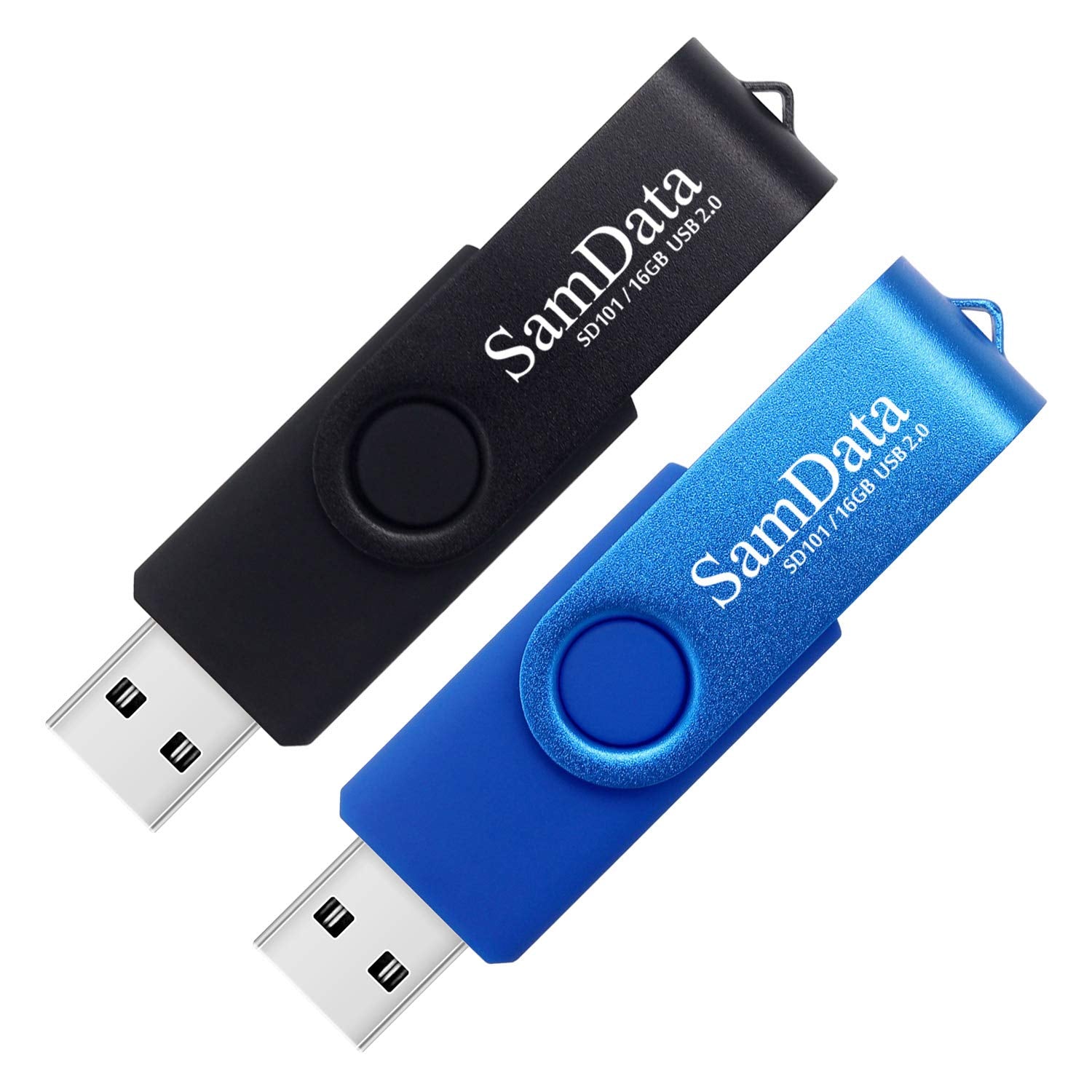 SamData 16GB USB Flash Drives 2 Pack 16GB Thumb Drives Memory Stick Jump Drive with LED Light for Storage and Backup (2 Colors: Black Blue)