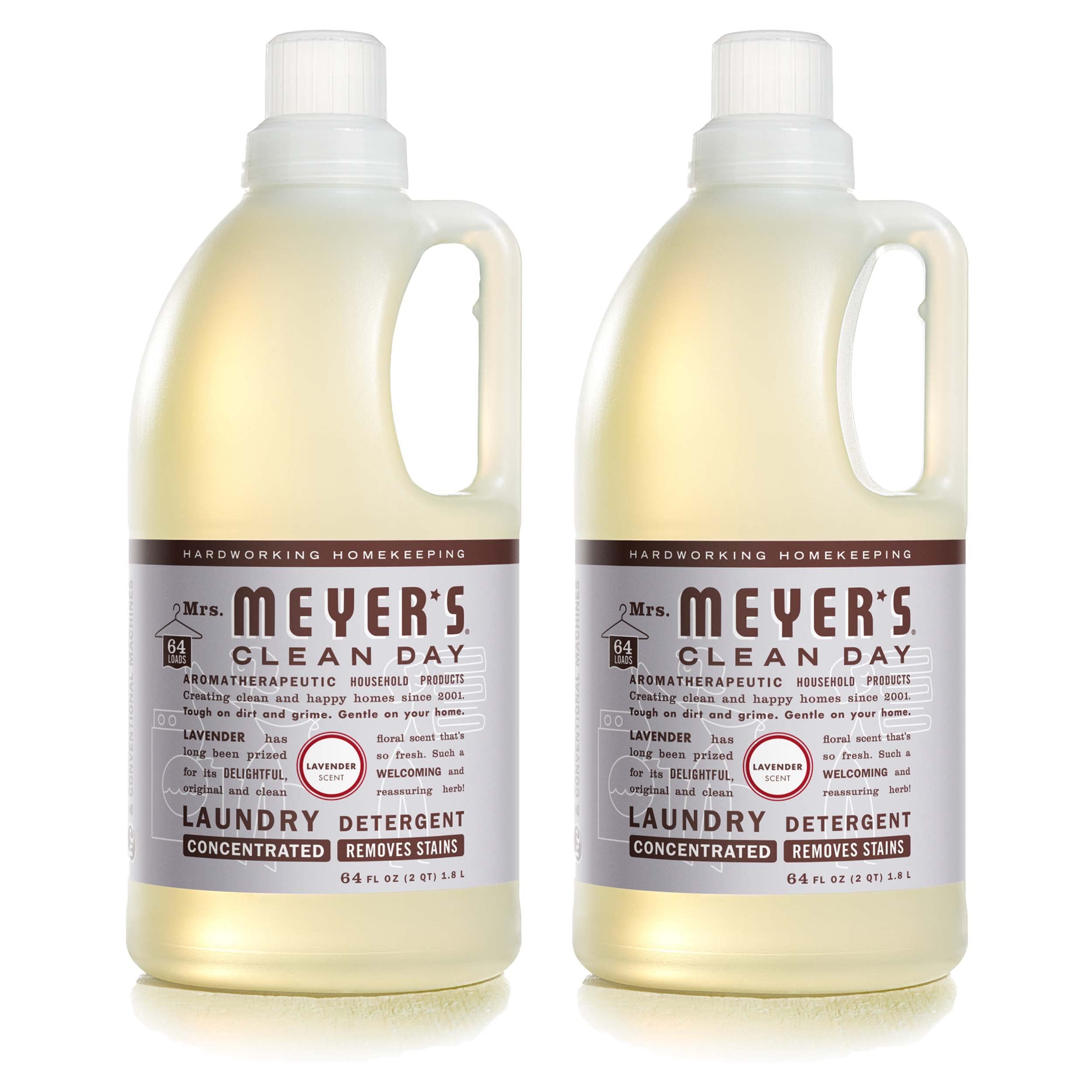 MRS. MEYER'S CLEAN DAY Liquid Laundry Detergent, Biodegradable Formula Infused with Essential Oils, Honeysuckle, 64 oz - Pack of 2 (128 Loads)