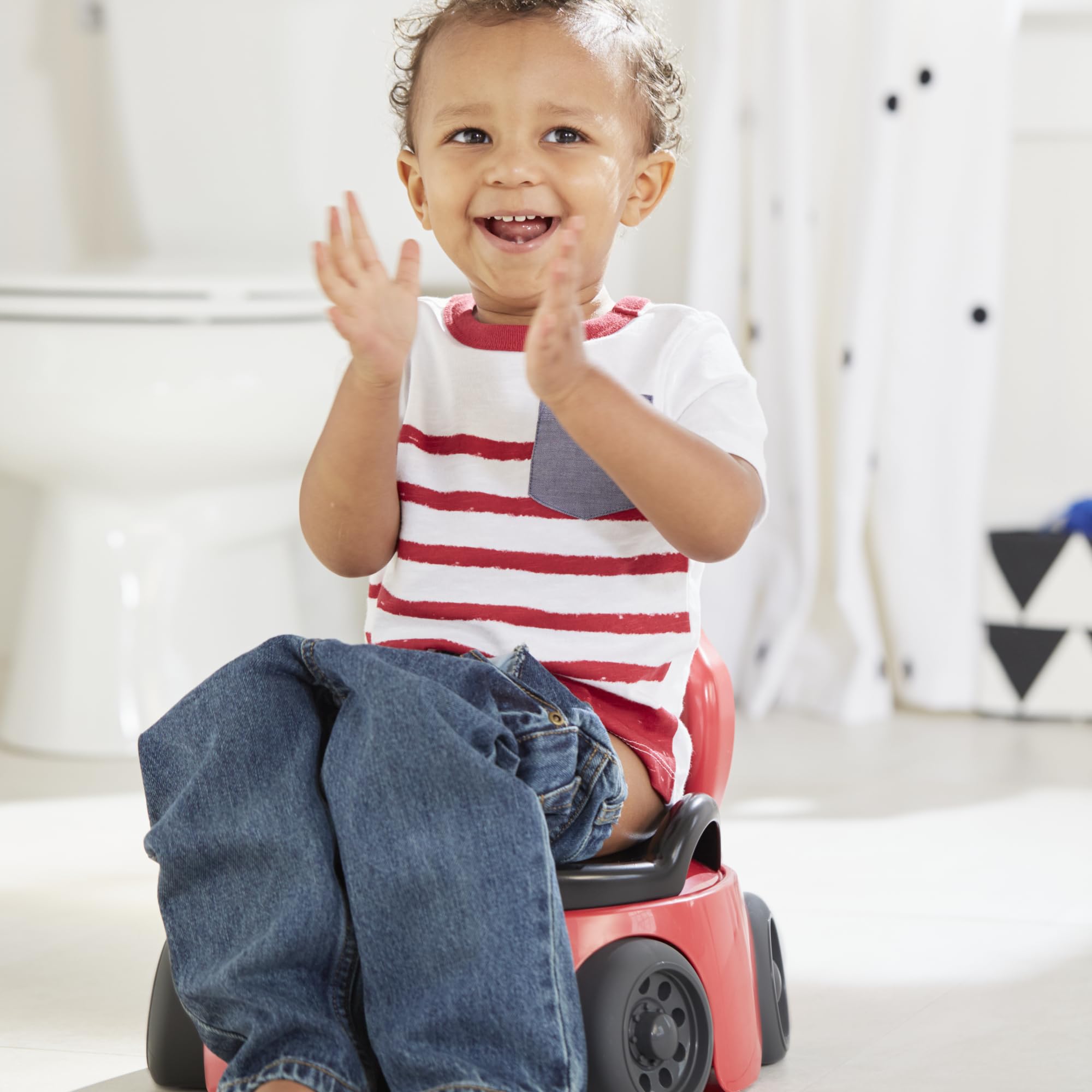 The First Years Training Wheels Racer Potty Training Toilet - Race Car Training Potty - Includes Detachable Toddler Toilet Seat and Kids Potty - Ages 18 Months and Up