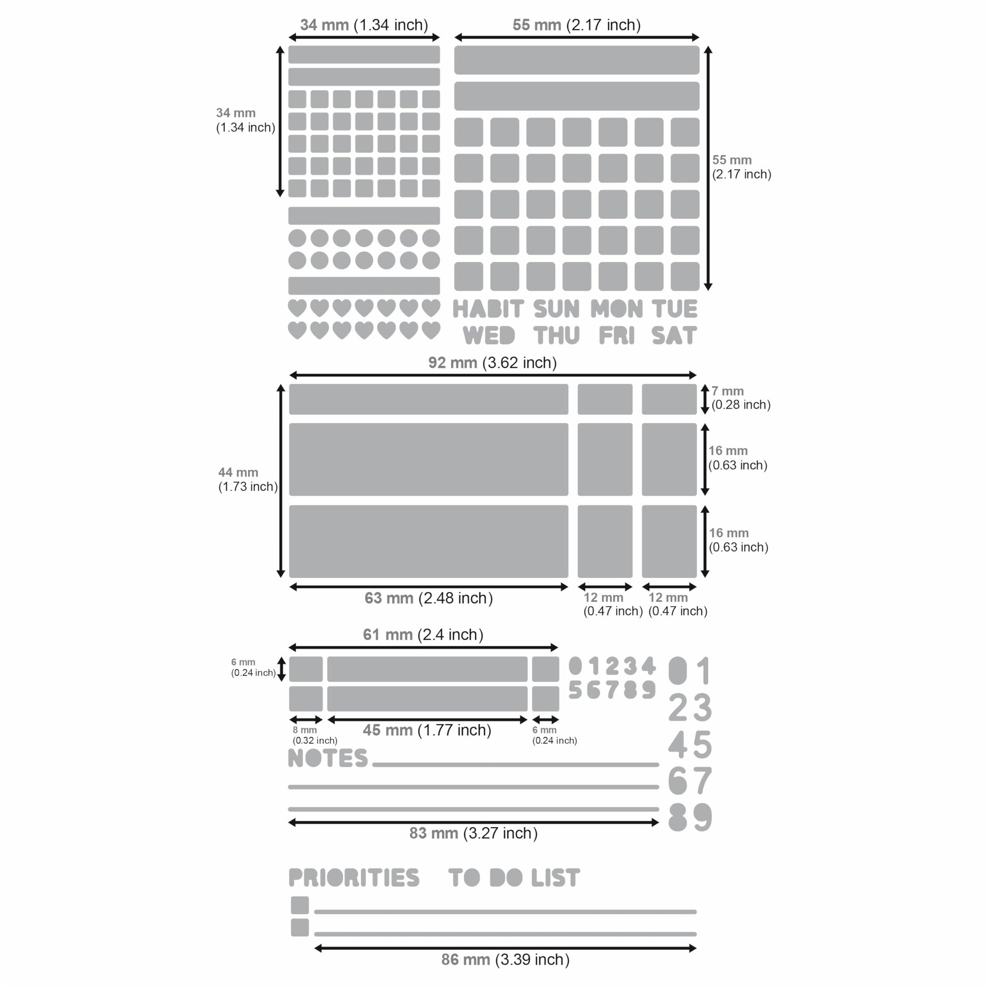 Aleks Melnyk No.423 Metal Stencil for Bullet Journaling, Bookmark, Planning, Banners, Lines, Lists, Planner Stamps, Habit Tracker, Dot Journal Stencil for Diary, Template, Scrapbook