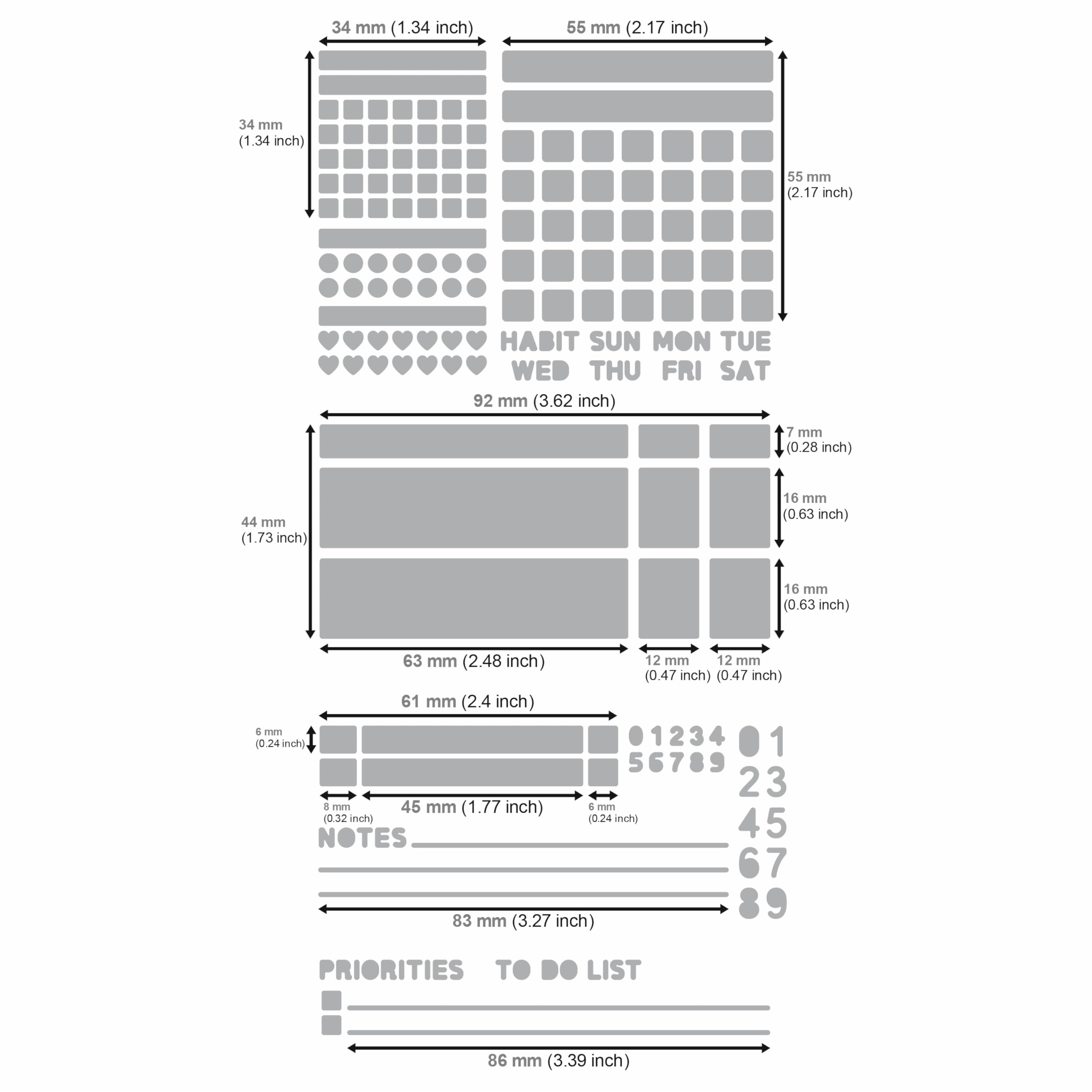 Aleks Melnyk No.423 Metal Stencil for Bullet Journaling, Bookmark, Planning, Banners, Lines, Lists, Planner Stamps, Habit Tracker, Dot Journal Stencil for Diary, Template, Scrapbook