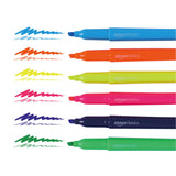 Amazon Basics Chisel Tip, Fluorescent Ink Highlighters, Assorted Colors - Pack of 12